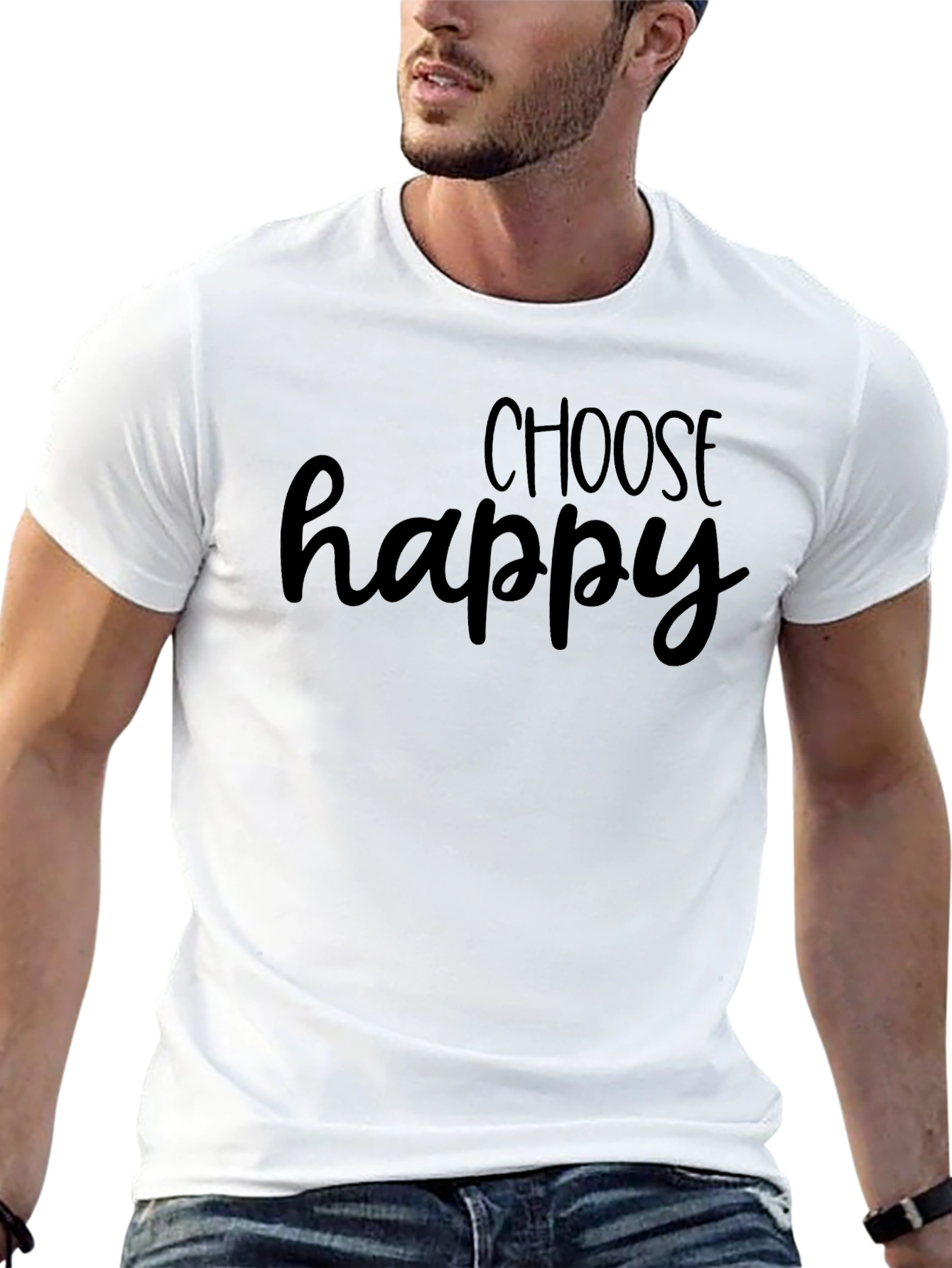 Black Choose Happy Graphic Tee - Black T-Shirt view 13