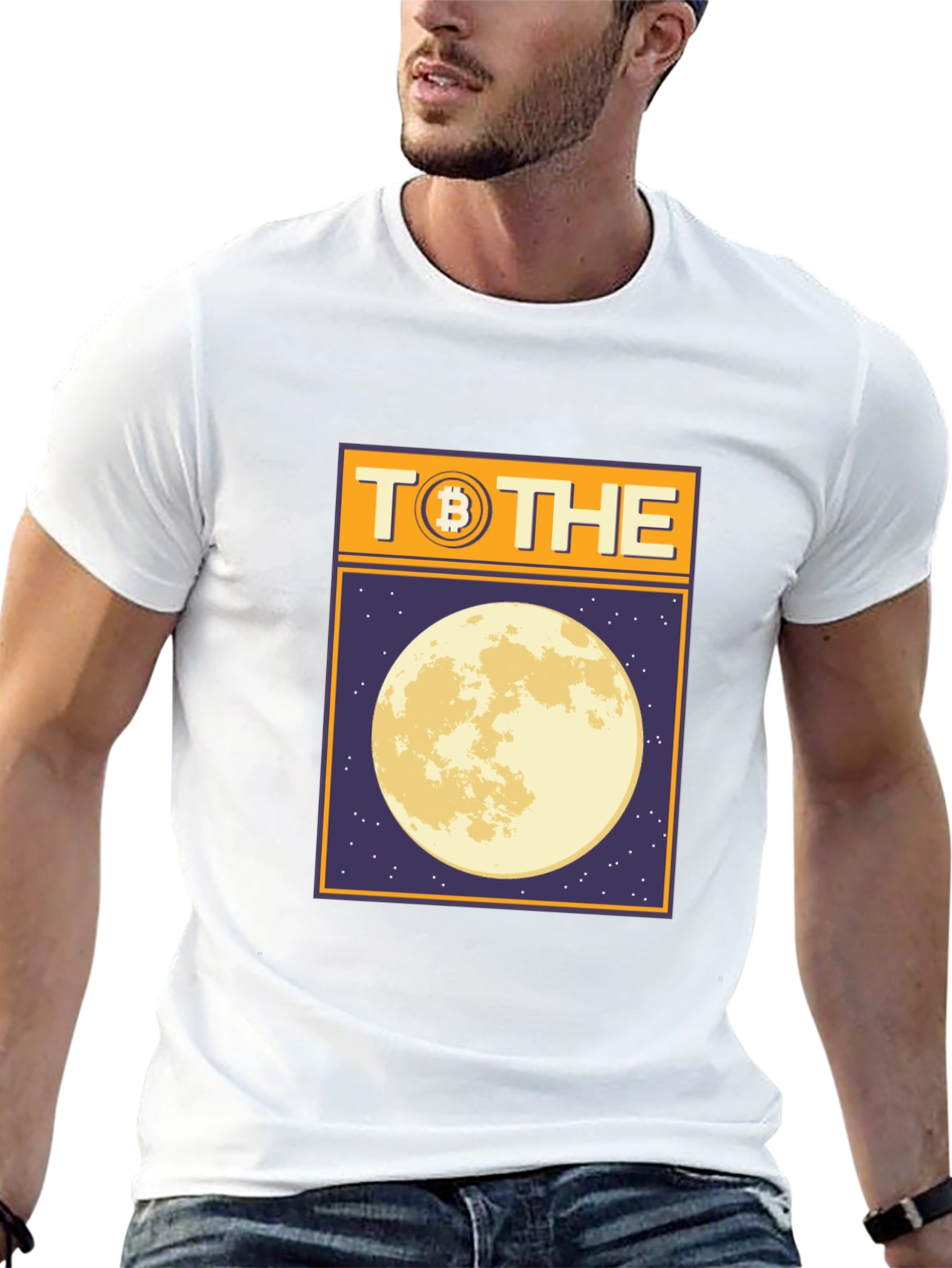 Black Bitcoin To The Moon Graphic T-Shirt view 13