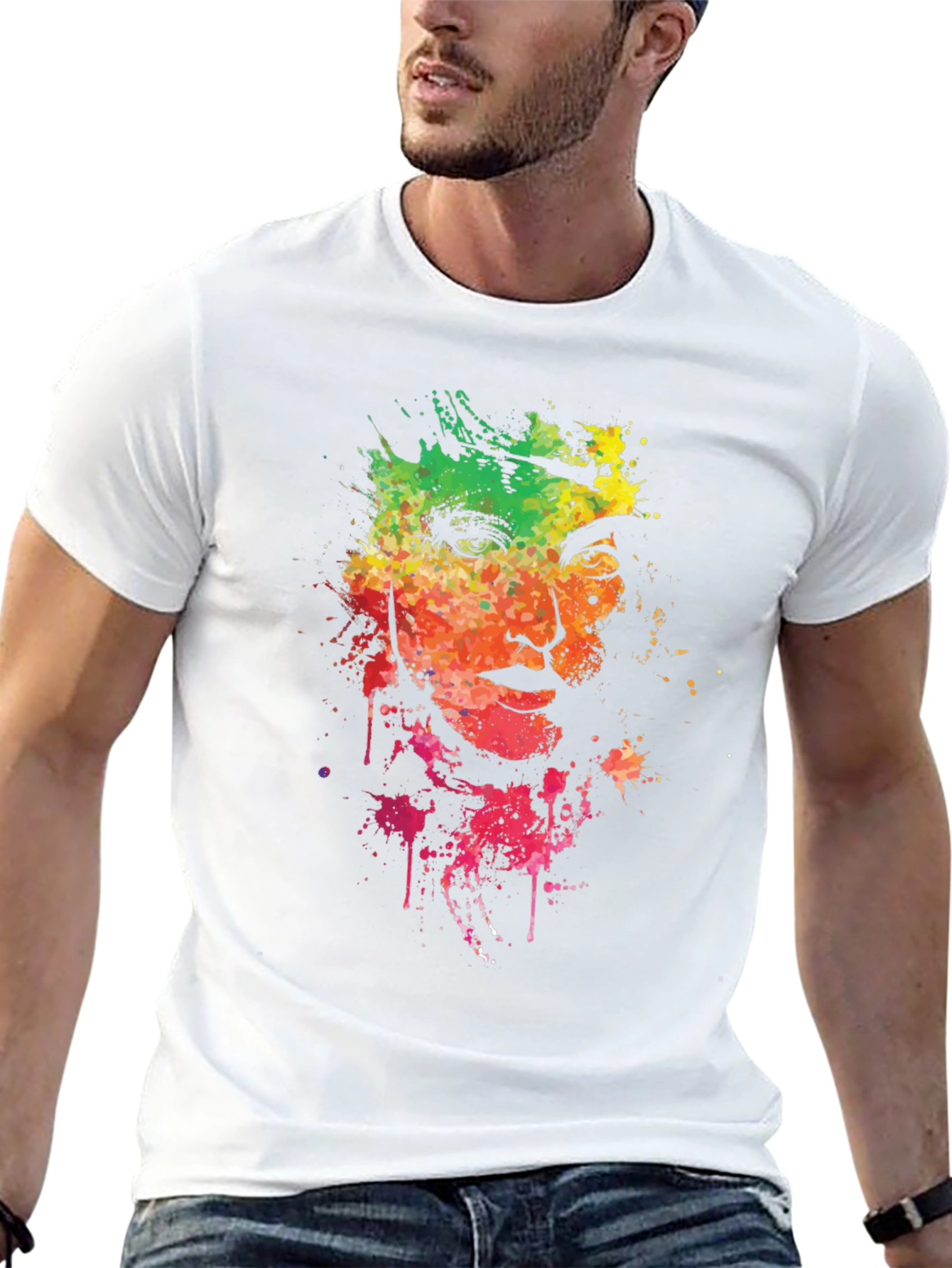 Black Colorful Splatter Art Graphic T-Shirt view 13