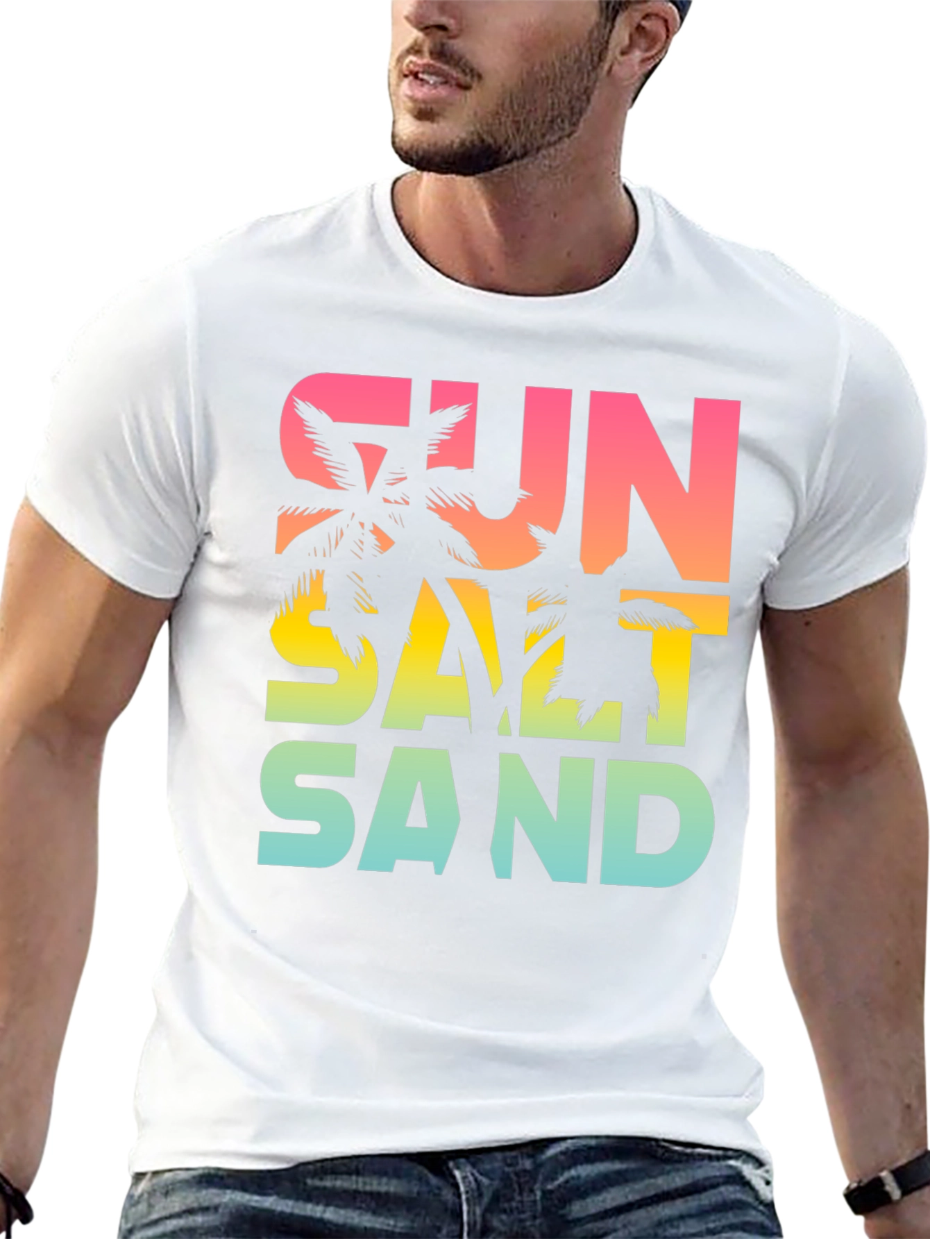 Black Sun Salt Sand Graphic Tee - Tropical Summer Vibes T-Shirt view 13