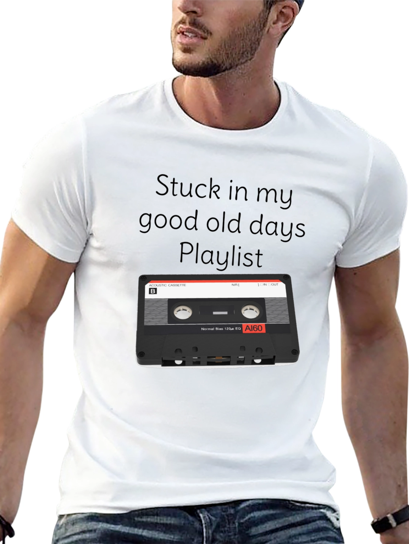 Black Retro Mixtape T-Shirt - Good Old Days Playlist view 13