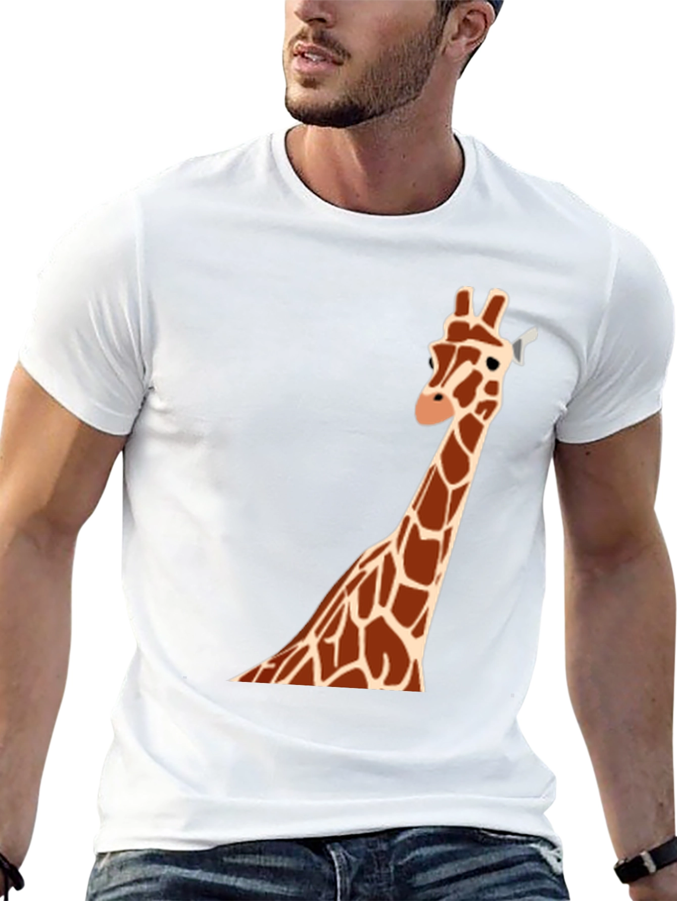 Black Giraffe Graphic T-Shirt - Casual Men's Tee view 13