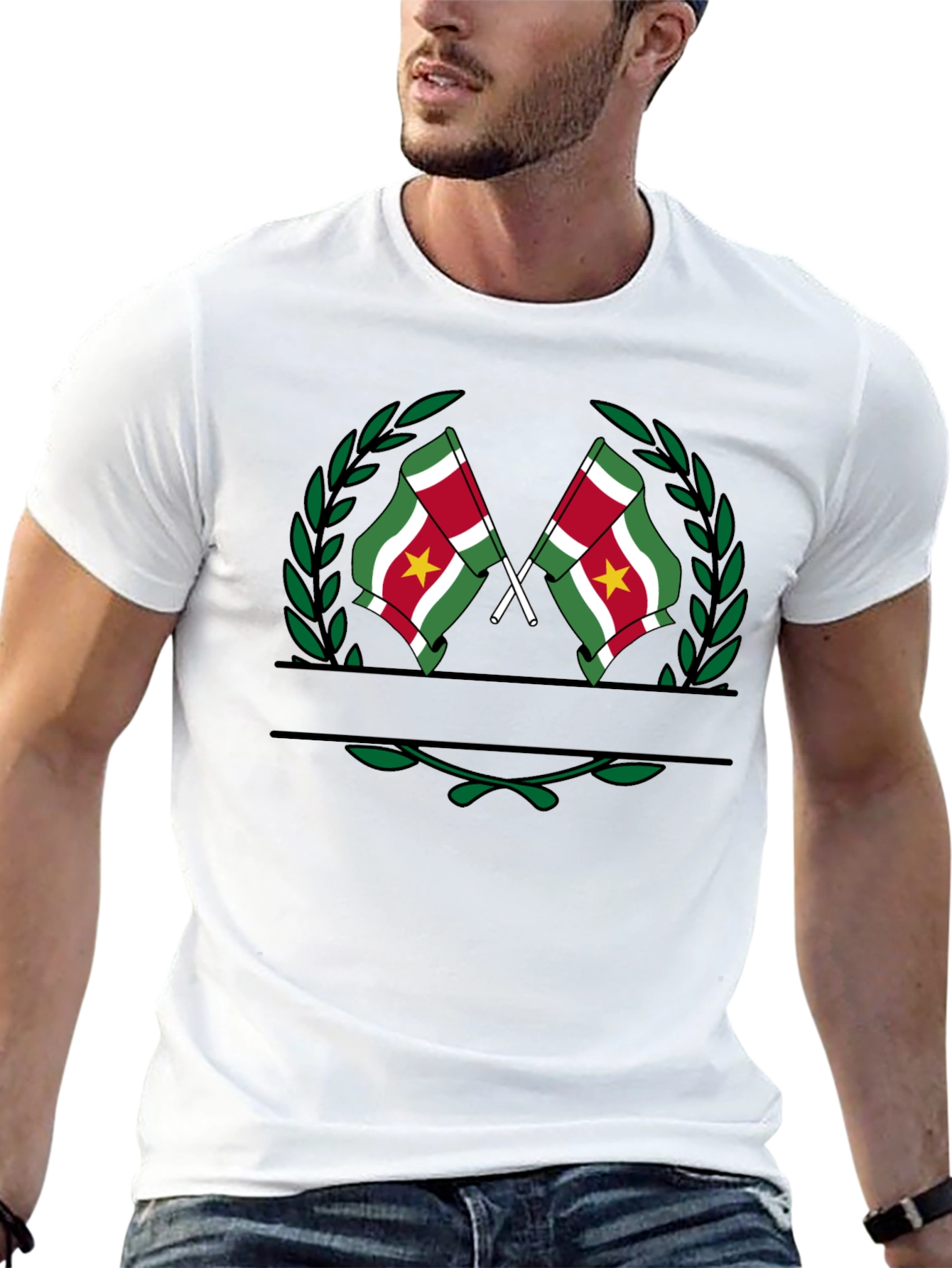 Black Suriname Flag T-Shirt - Black Graphic Tee view 13