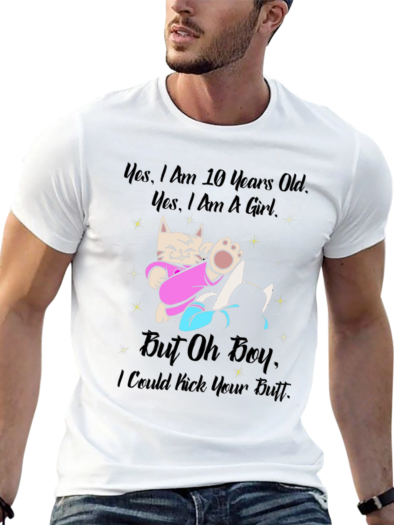 Black Funny Cat T-Shirt - Yes, I Am A Girl view 13