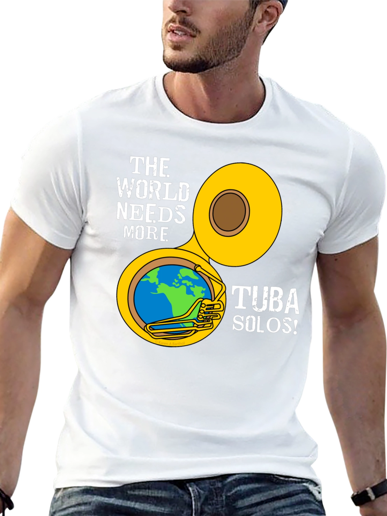 Black World Needs More Tuba Solos Black T-Shirt view 13