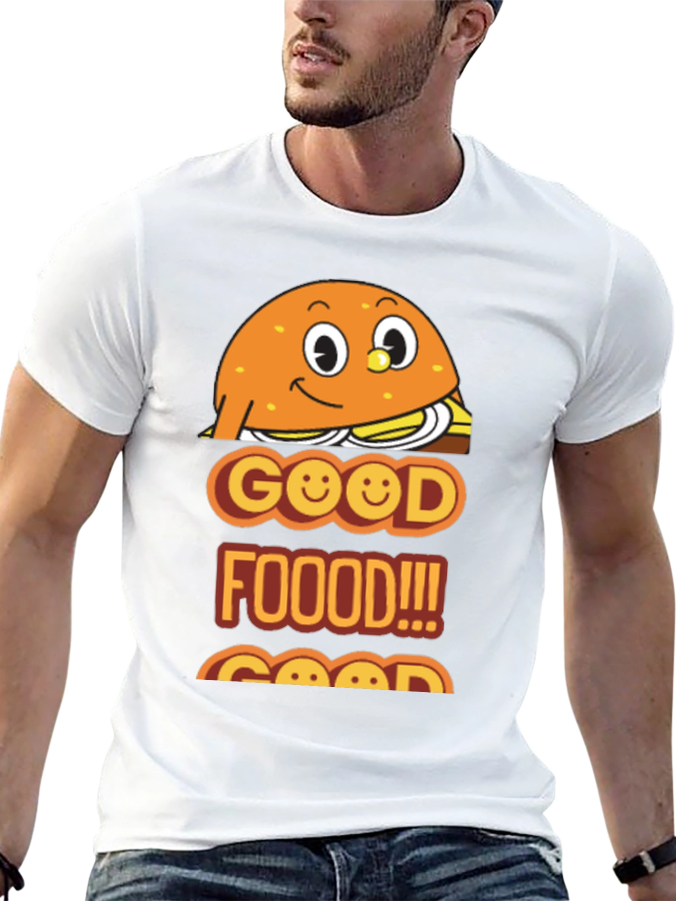 Black Good Food Burger Graphic Tee - Unisex Black T-Shirt view 13