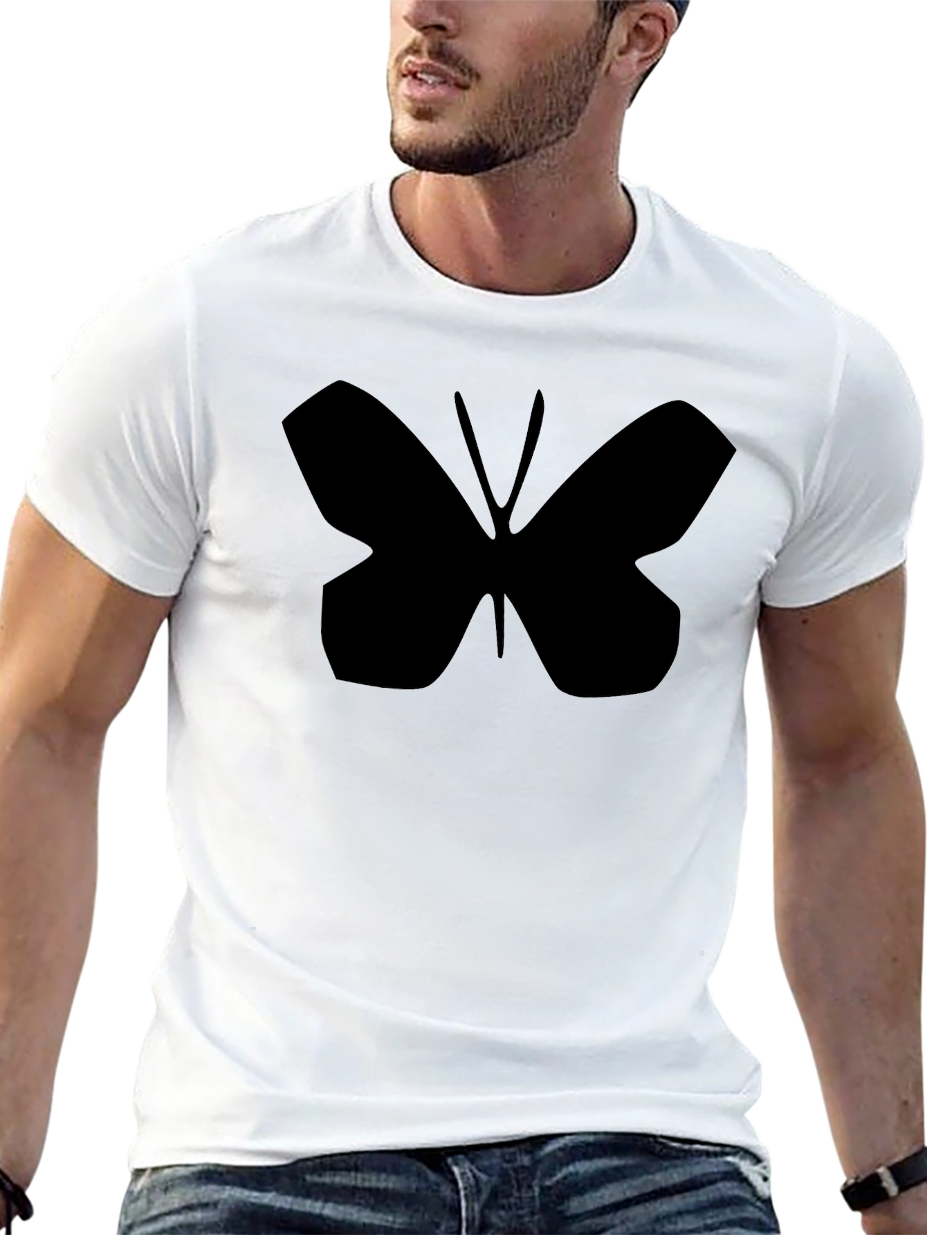 Black Butterfly Graphic Tee - Stylish Black Cotton T-Shirt view 13