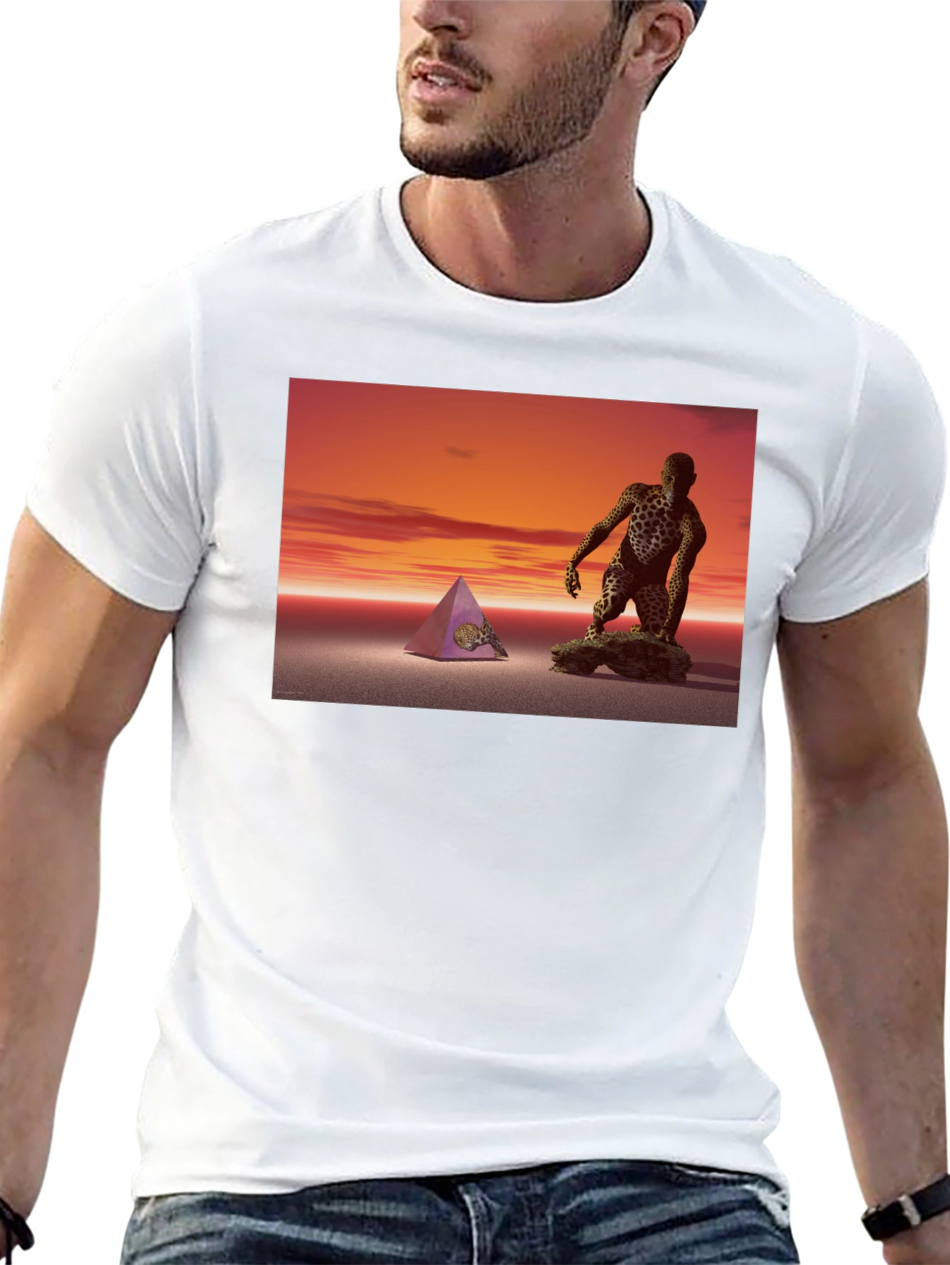 Black Surreal Pyramid & Figure Tee view 13