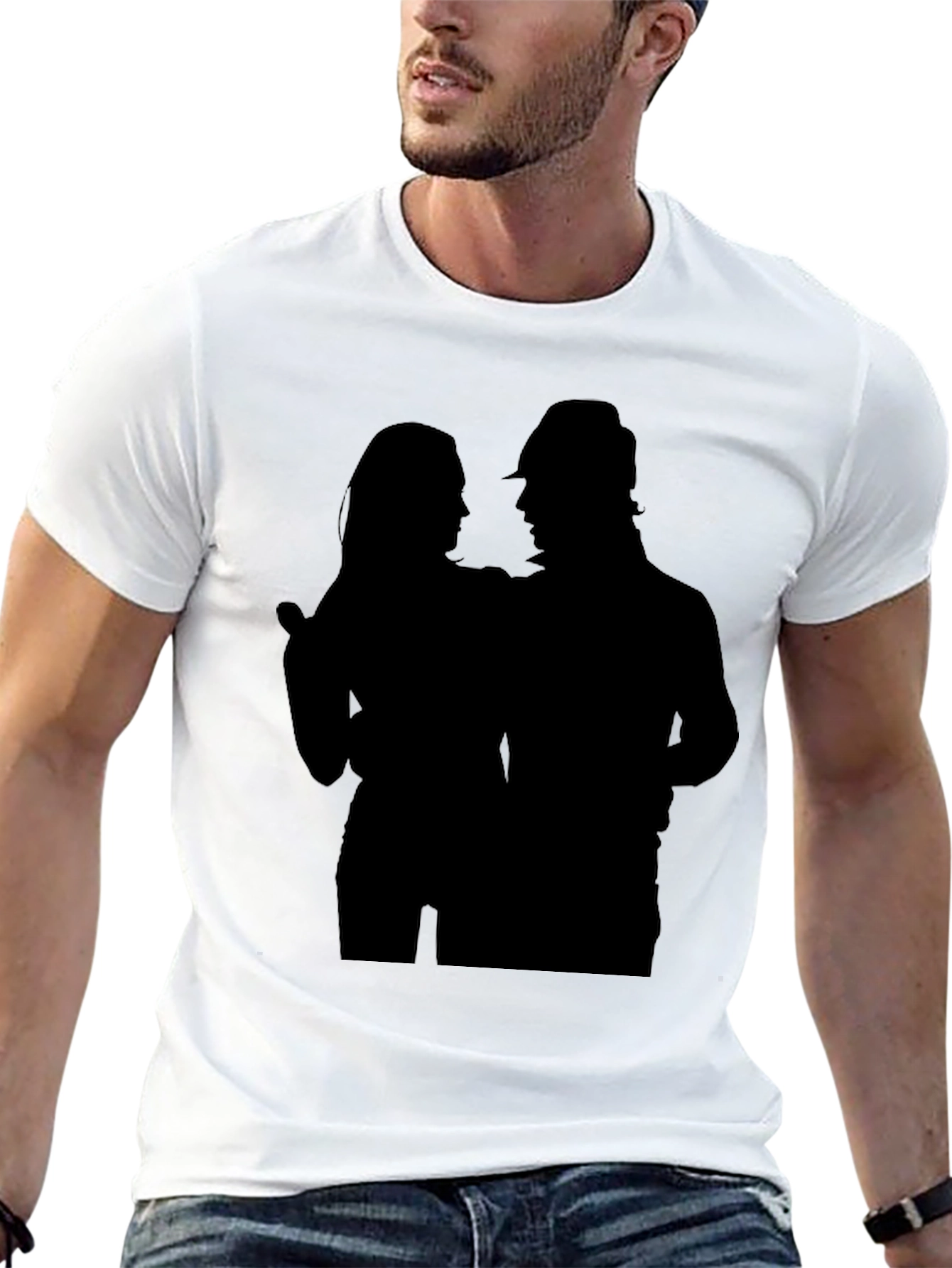 Black Silhouette Couple Black Graphic Tee view 13