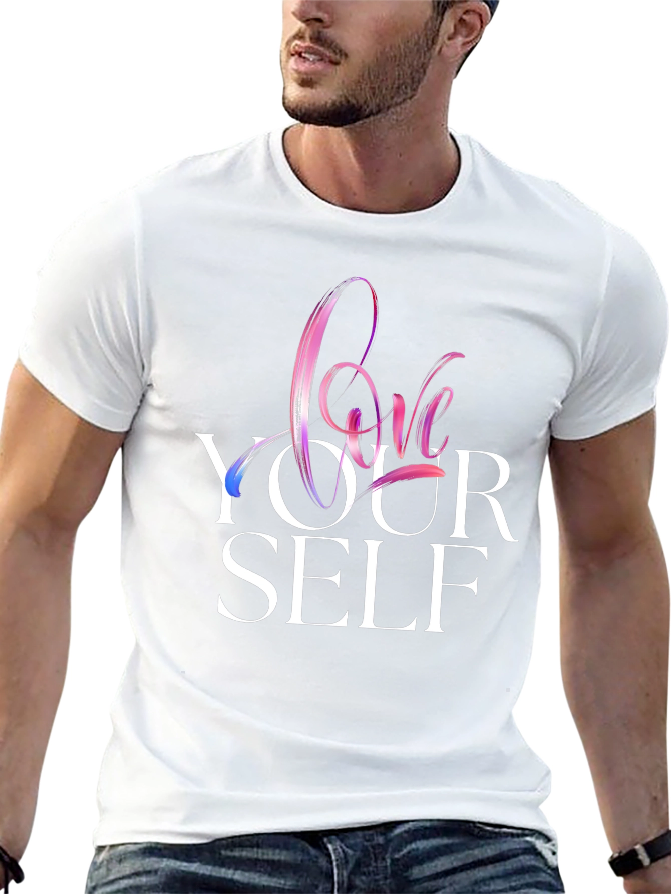 Black Love Yourself Graphic Print Black T-Shirt view 13