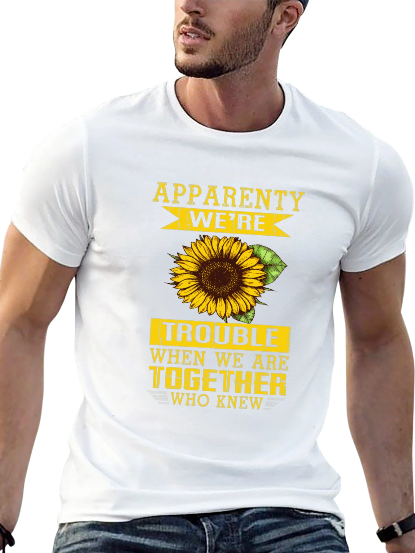 Black Apparently We're Trouble Sunflower Graphic Tee view 13