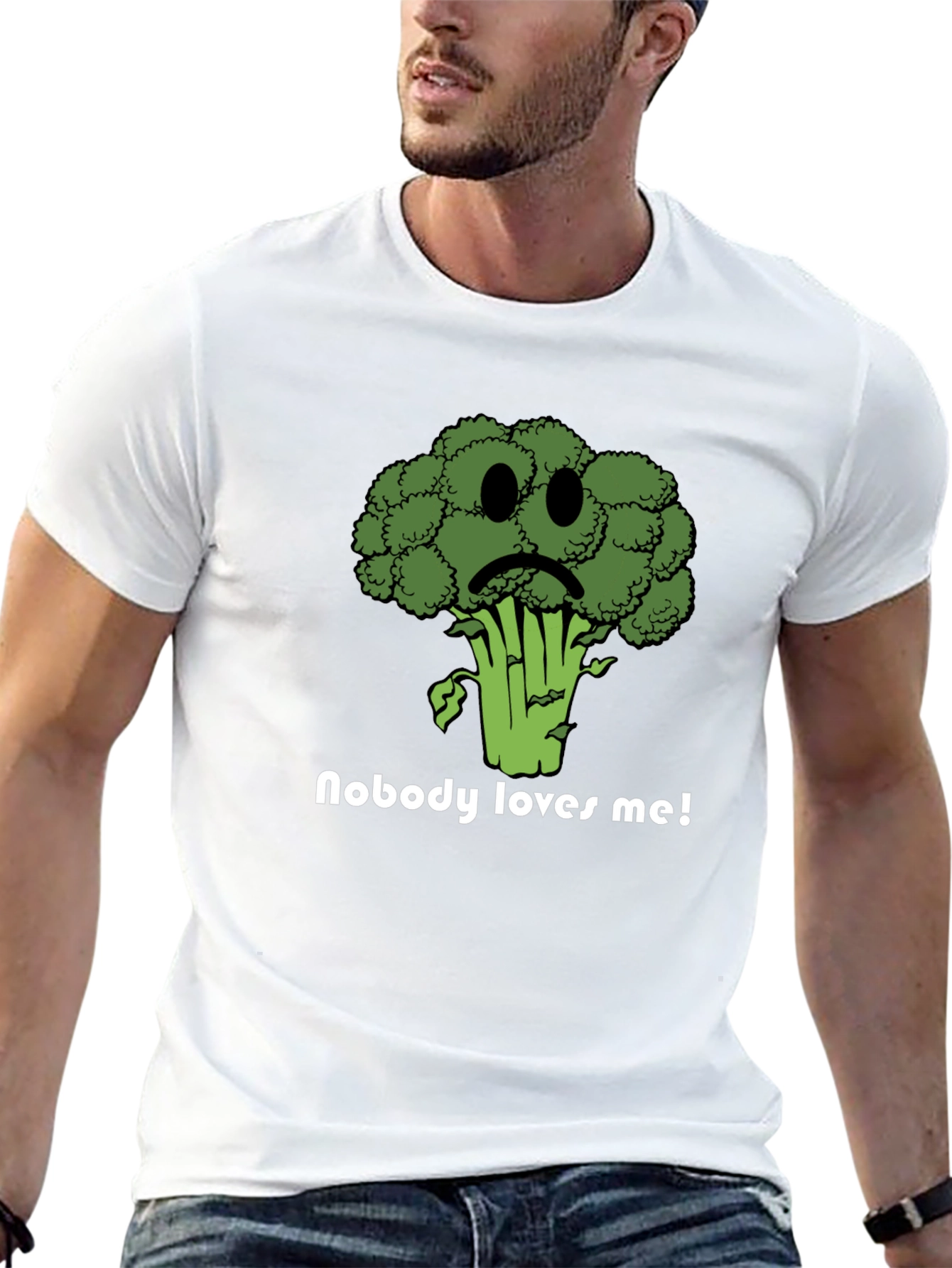 Black Sad Broccoli T-Shirt - Nobody Loves Me Graphic Tee view 13