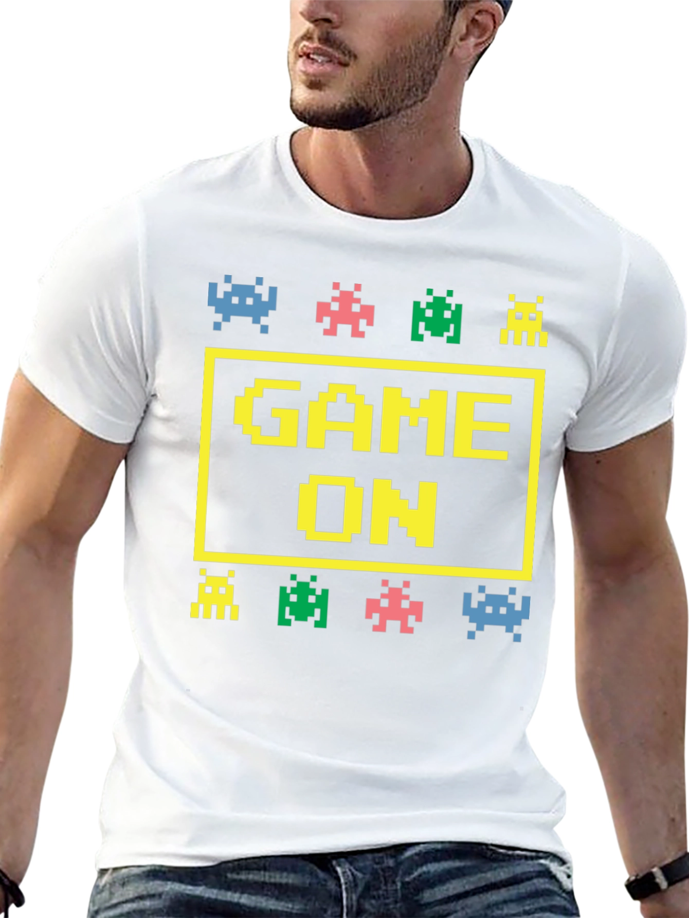 Black Game On Graphic Tee - Retro Gamer Shirt view 13