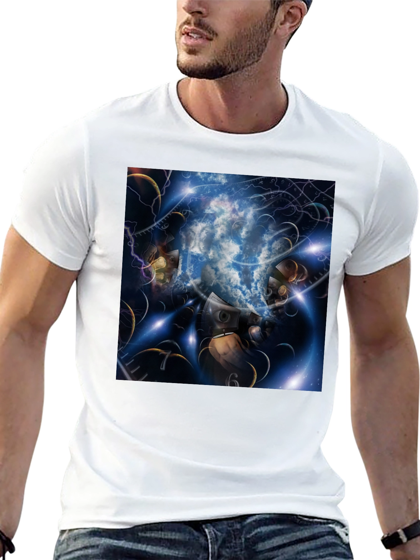 Black Surreal Clockwork Dreamscape Graphic Tee view 13