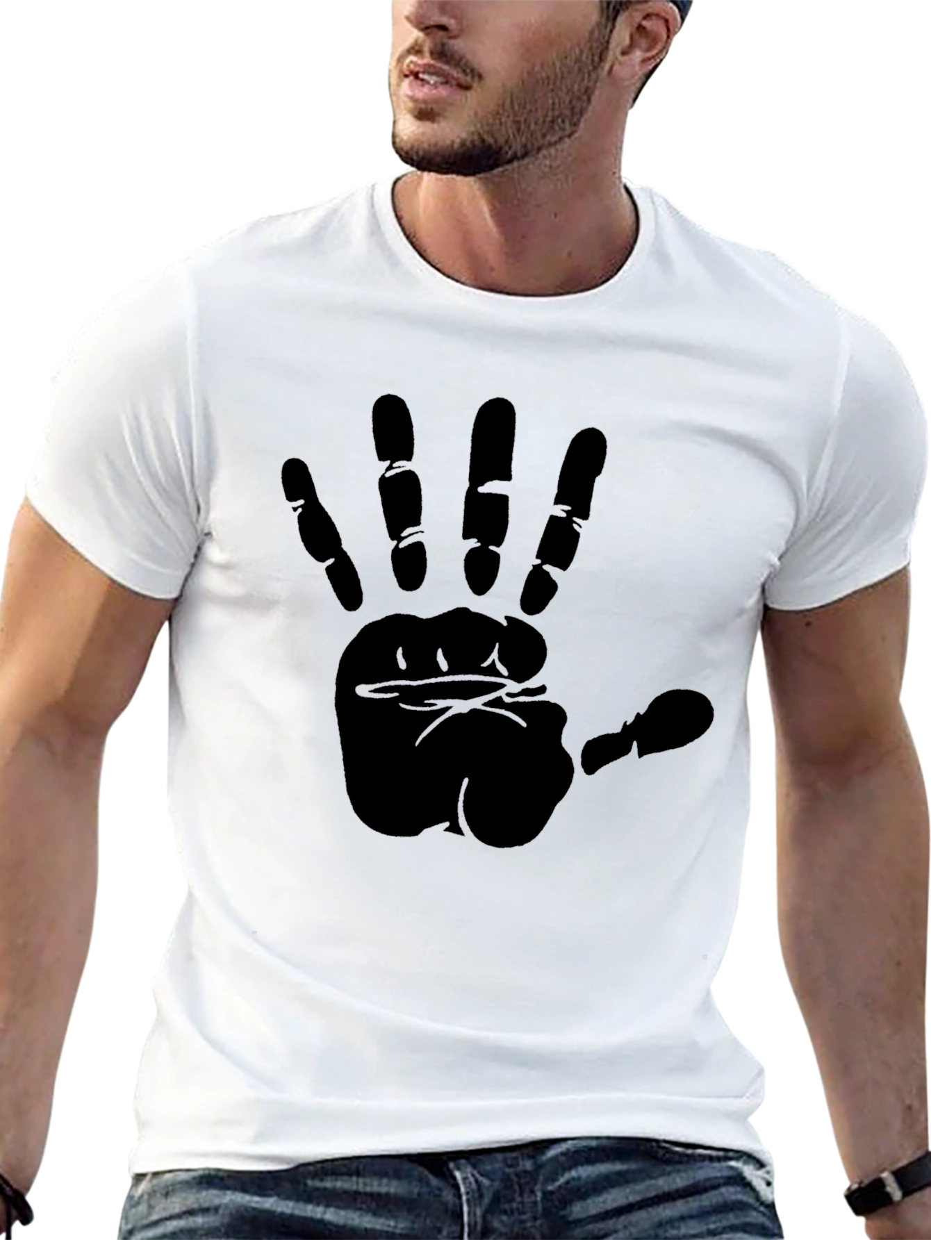 Black Bold Handprint Black T-Shirt view 13