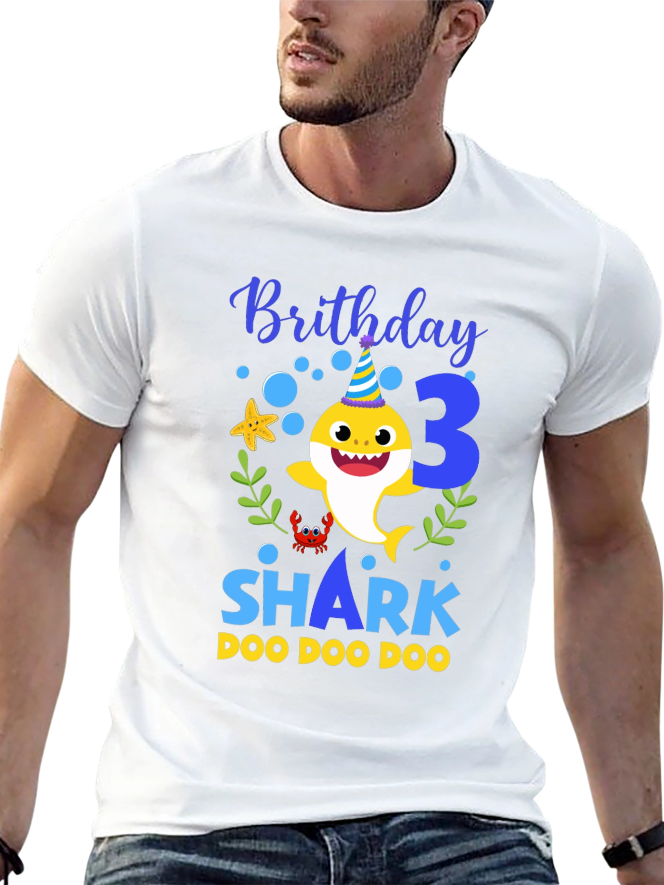 Black Birthday Shark T-Shirt, 3rd Birthday view 13