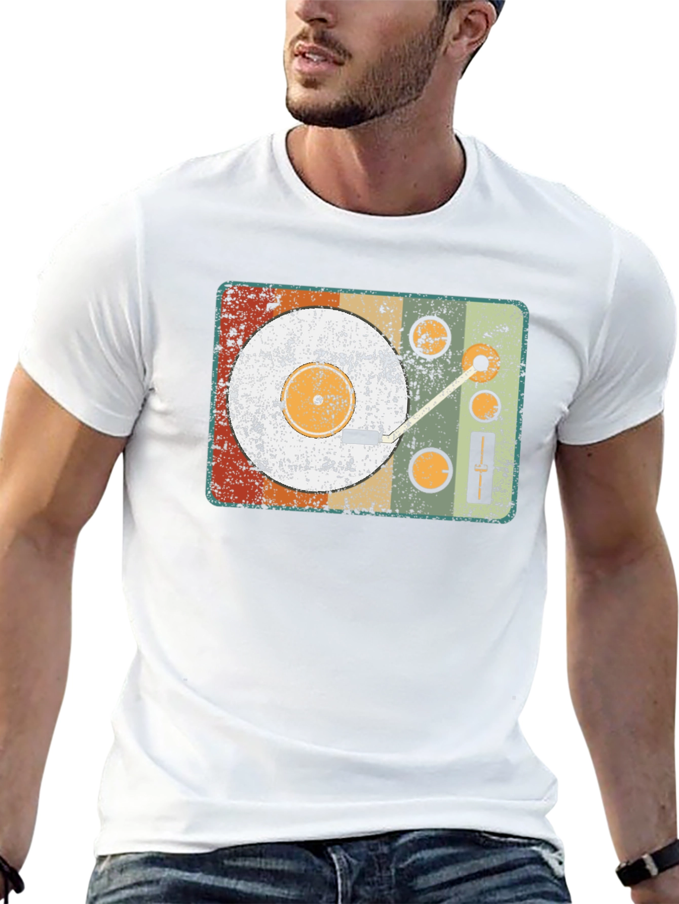 Black Vintage Record Player Graphic Tee view 13