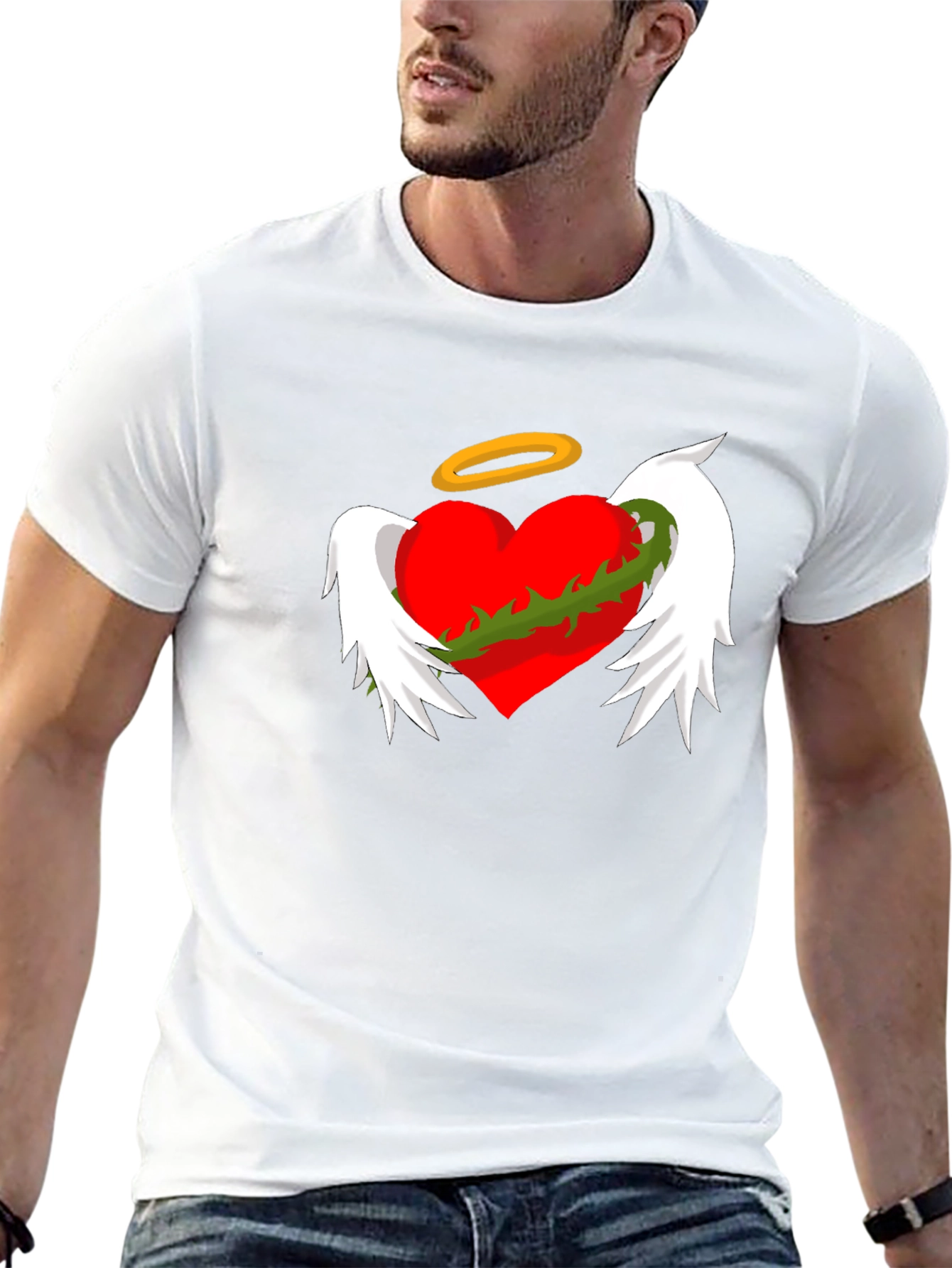 Black Winged Heart with Halo Graphic Tee - Black view 13