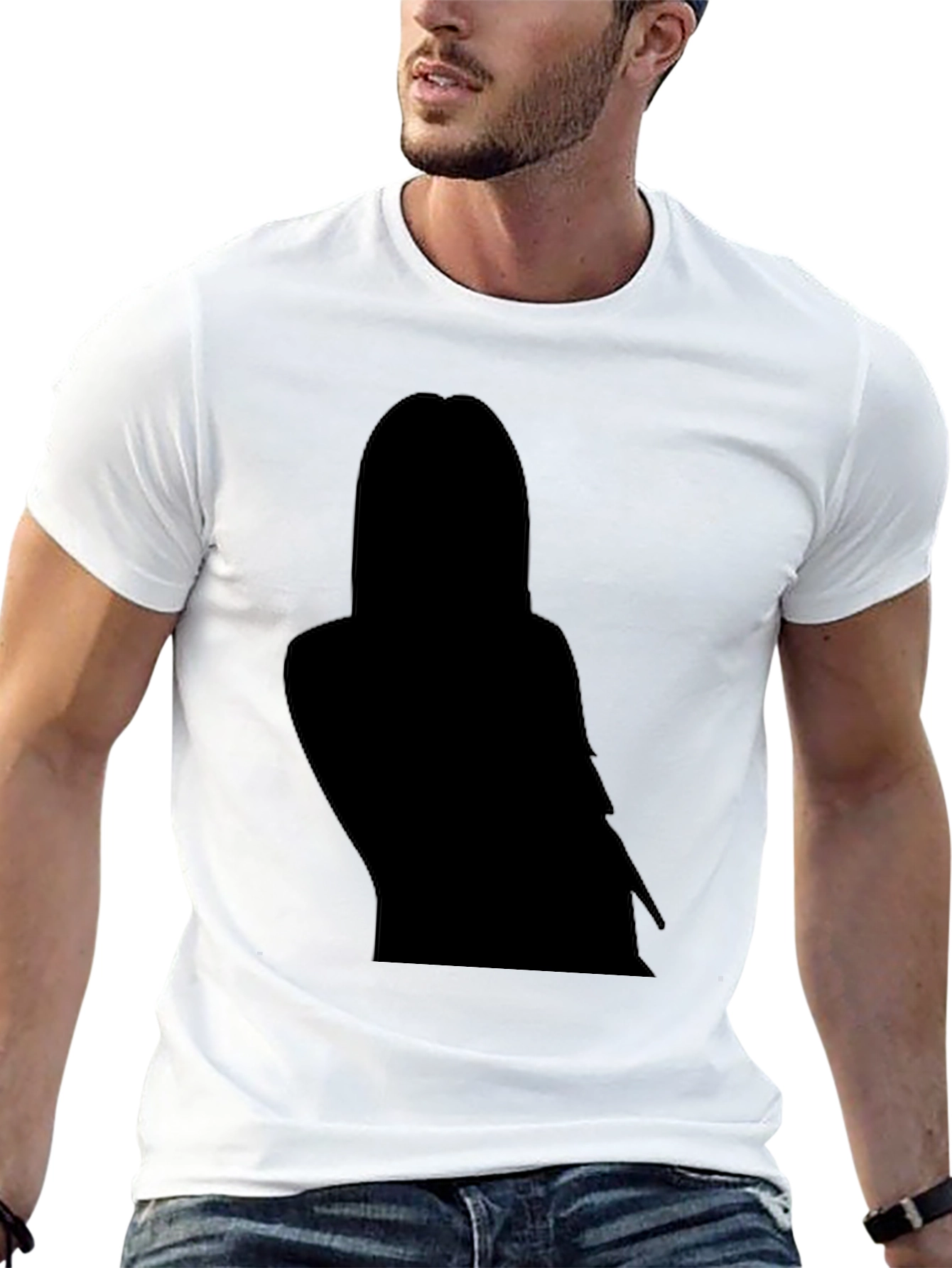 Black Black T-Shirt with Silhouette Graphic view 13