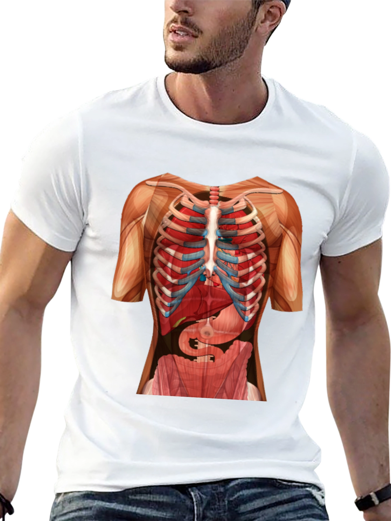 Black Anatomy Skeleton Rib Cage T-Shirt view 13