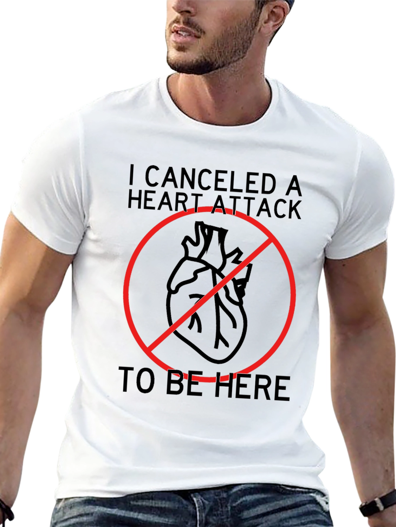 Black Canceled Heart Attack T-Shirt - Funny Graphic Tee view 13