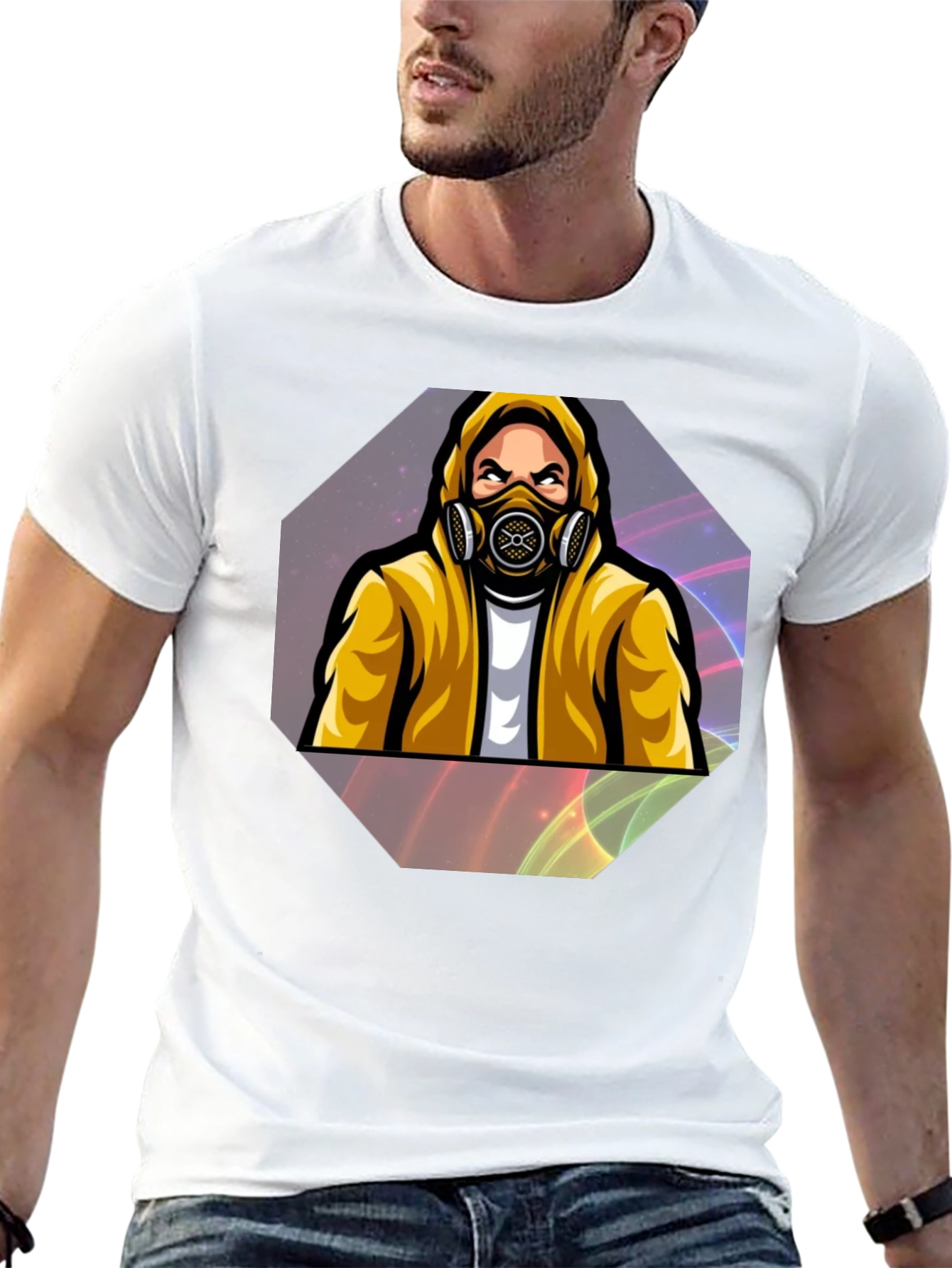 Black Gas Mask Graphic Tee - Black Cotton Blend view 13