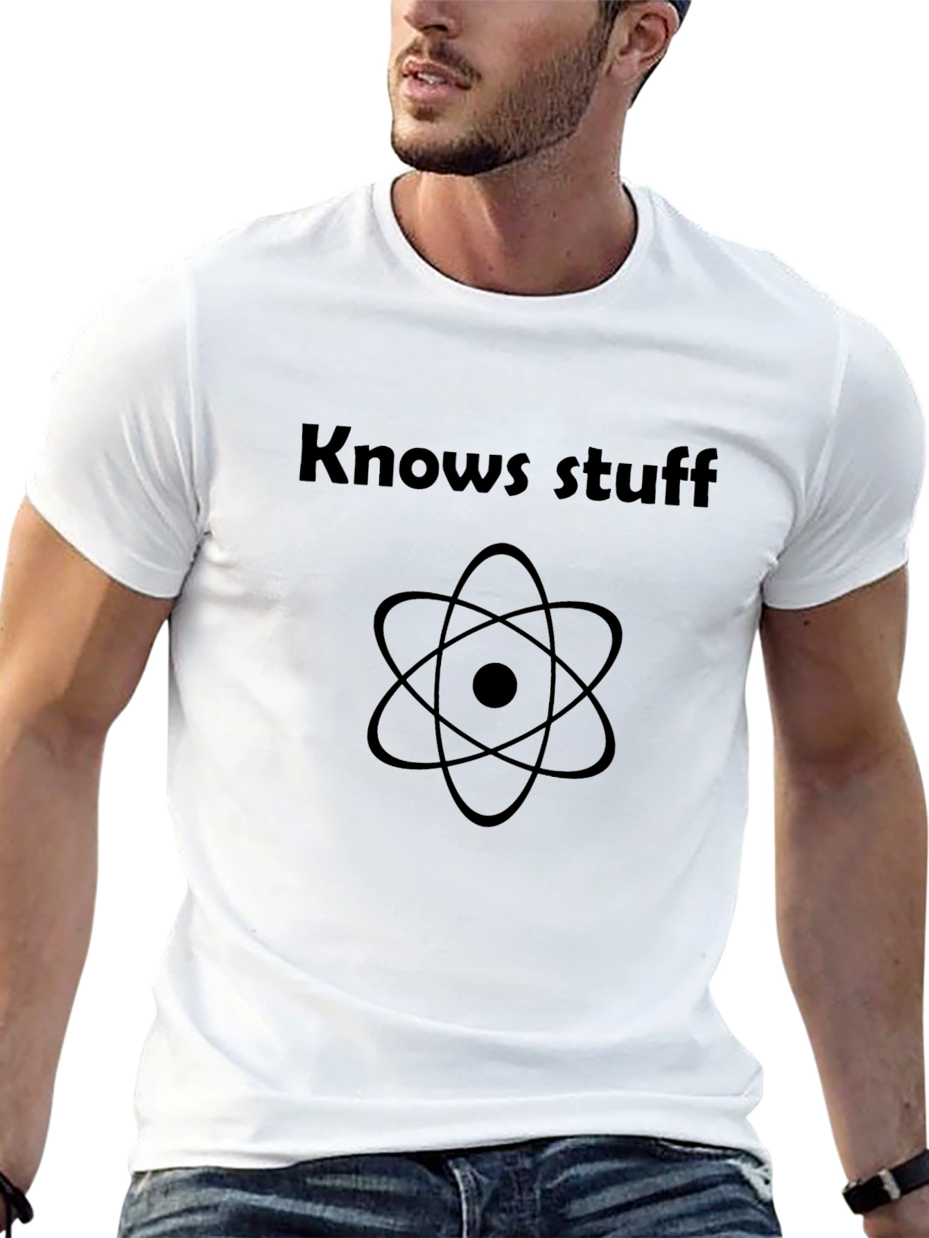 Black Knows Stuff Atom Graphic Black T-Shirt view 13