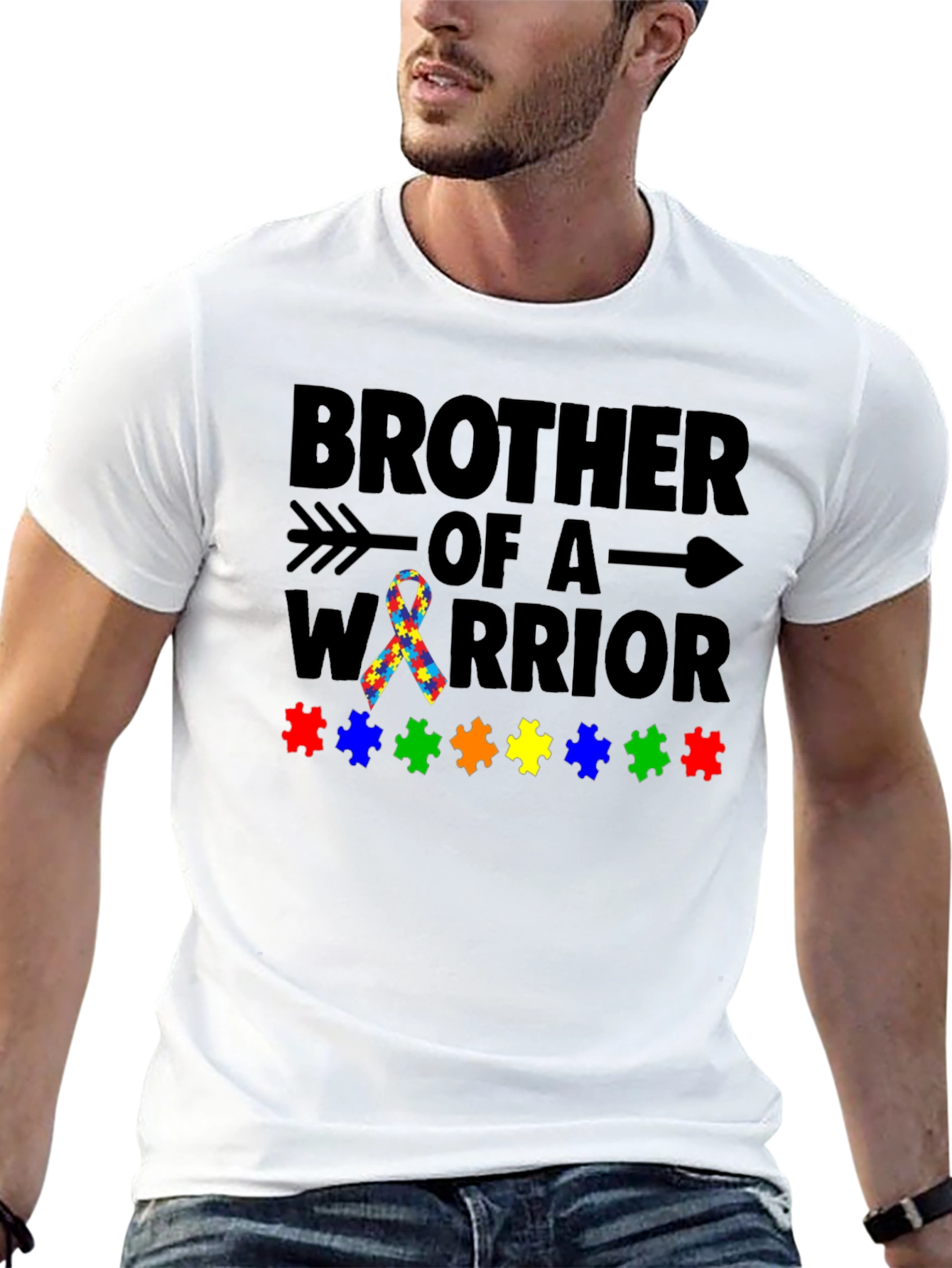 Black Brother of a Warrior Autism Awareness T-Shirt view 13