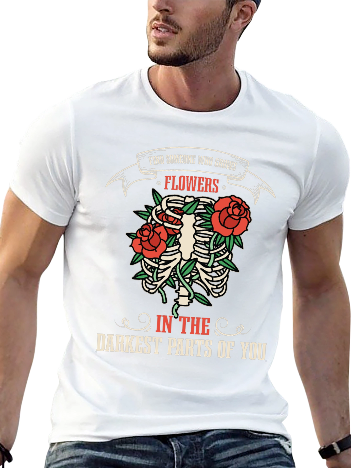 Black Find Someone Who Grows Flowers Graphic T-Shirt view 13