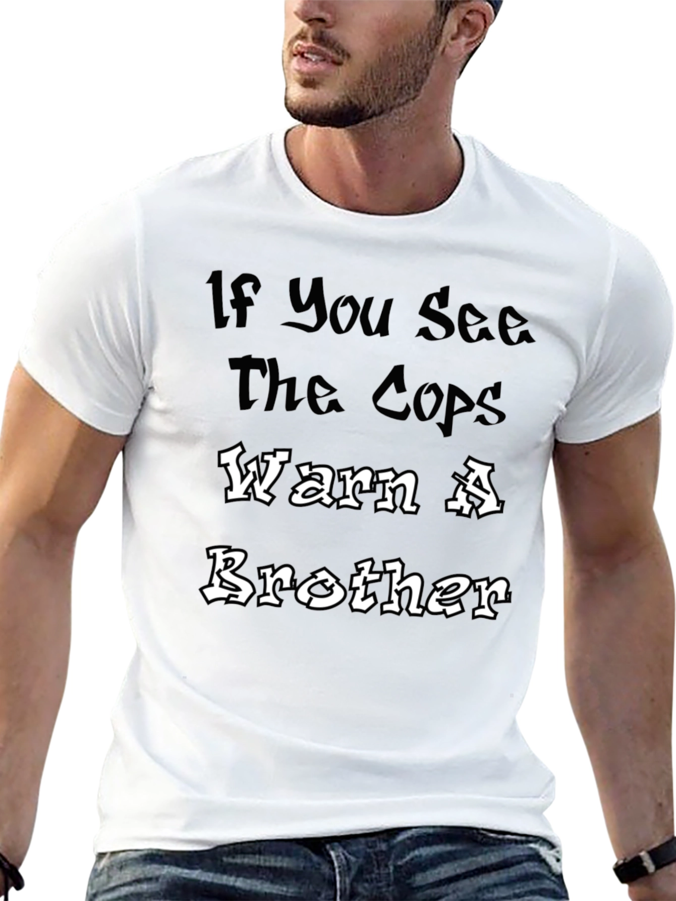 Black Warn A Brother Tee - Bold Statement T-Shirt view 13