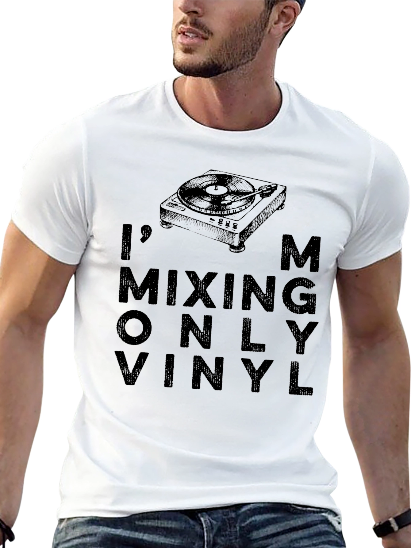 Black I'm Mixing Only Vinyl Graphic T-Shirt view 13