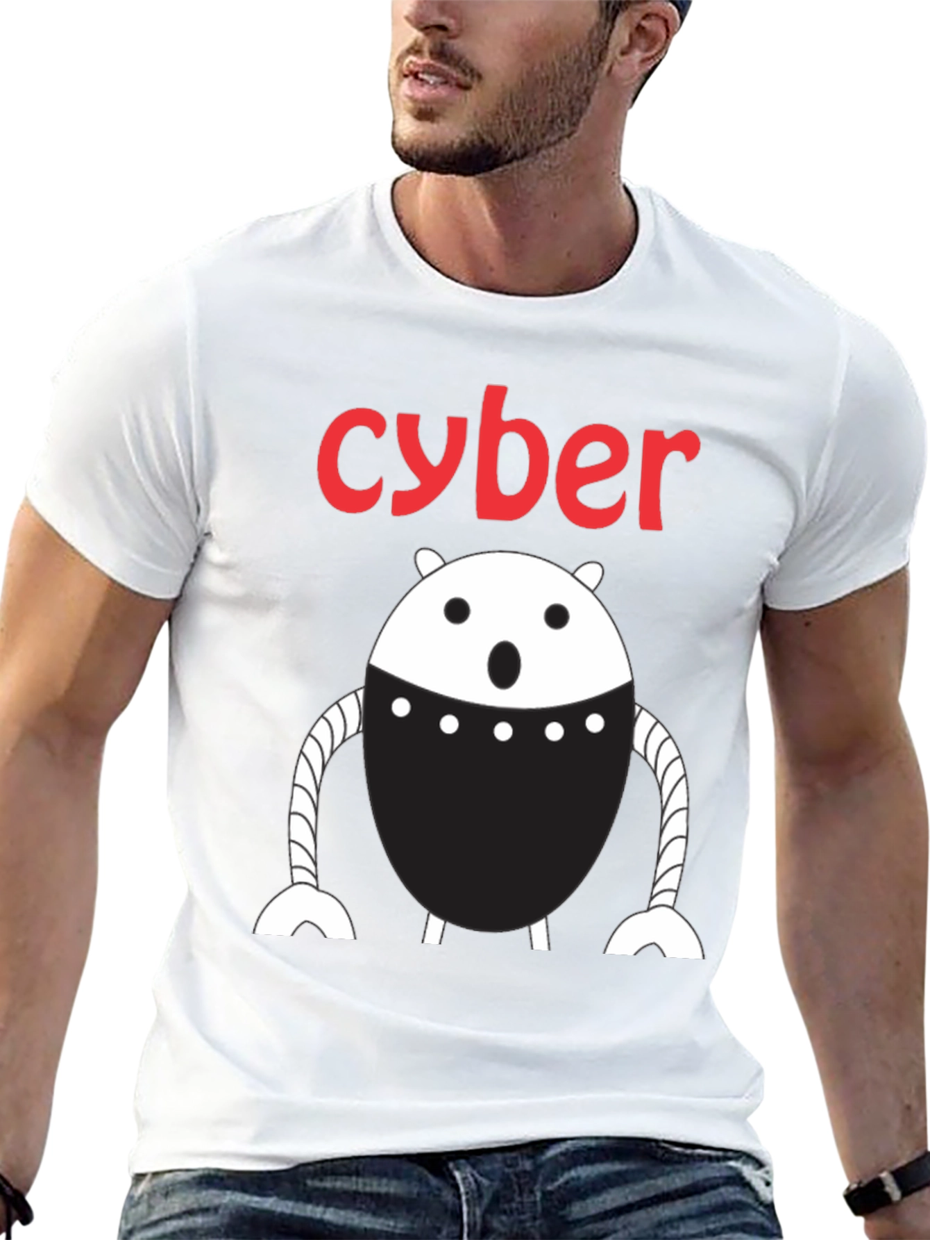 Black Cyber Robot Graphic T-Shirt - Black view 13