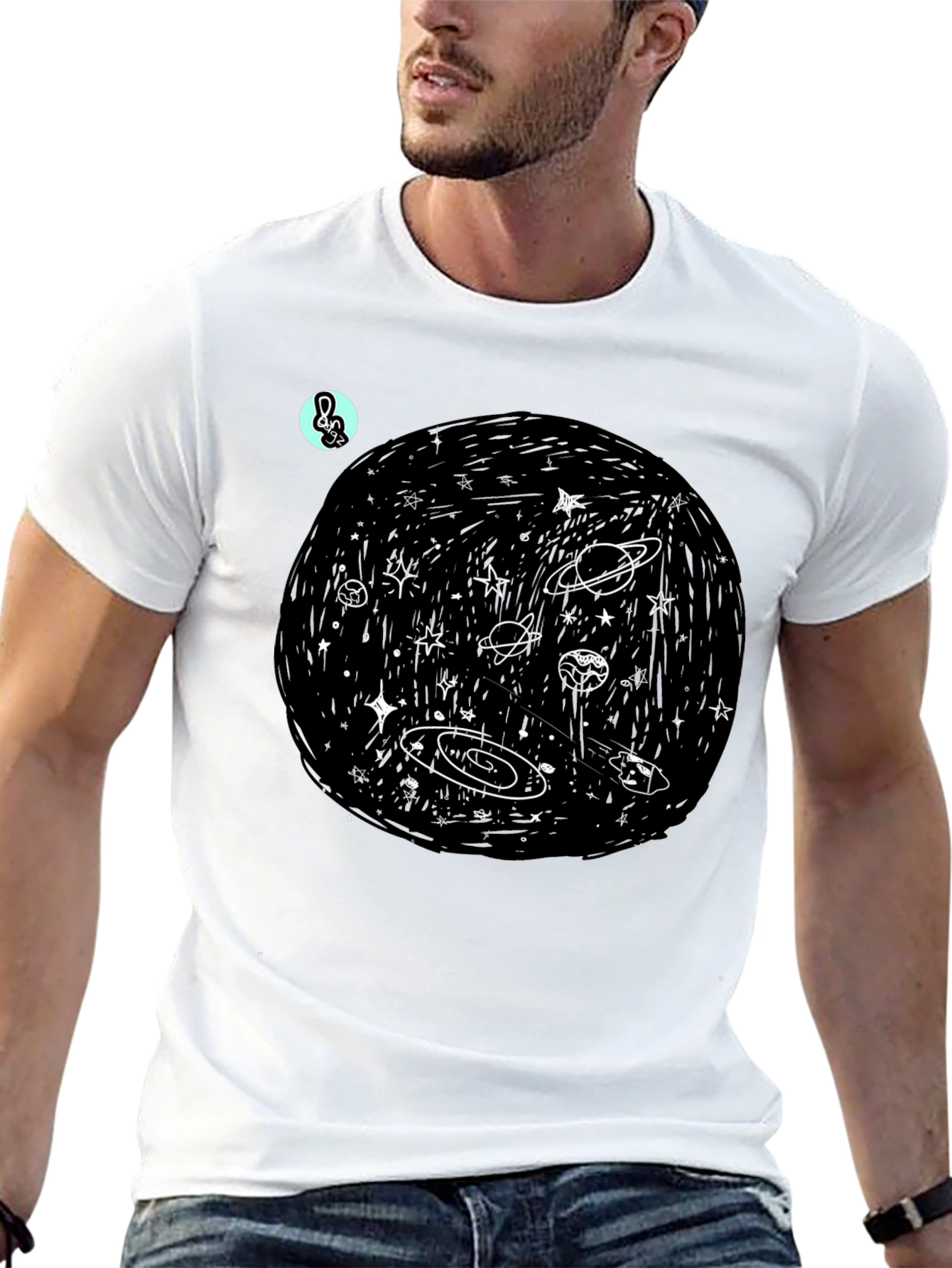 Black Galaxy Dreamer Tee - Unique Space Design view 13
