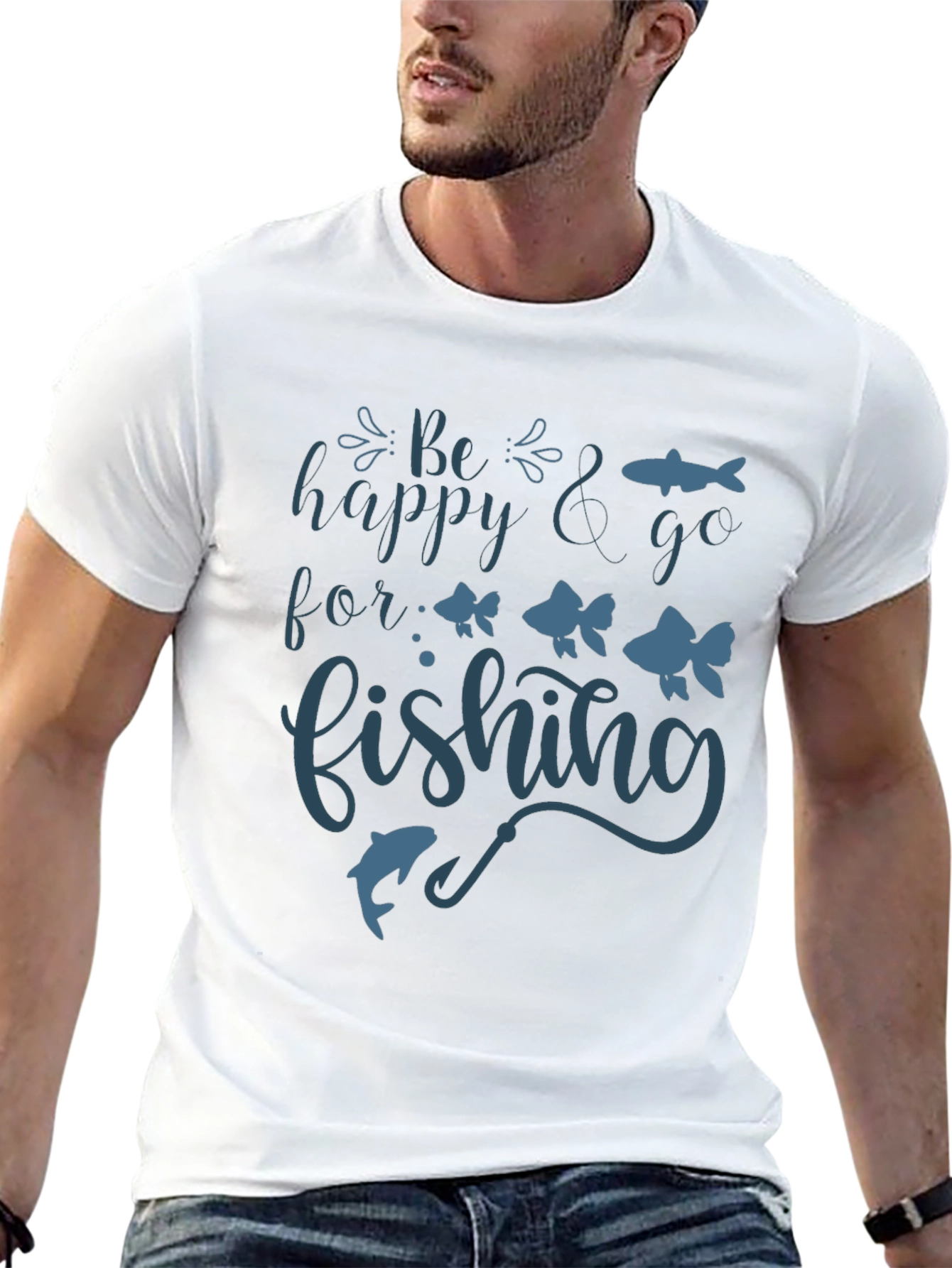 Black Be Happy & Go Fishing Graphic Tee view 13