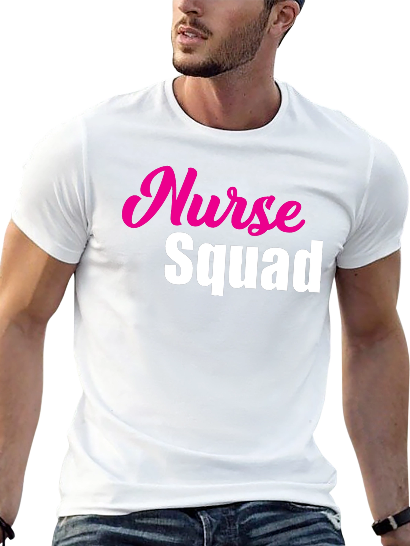 Black Nurse Squad Tee - Hot Pink & White Text on Black view 13