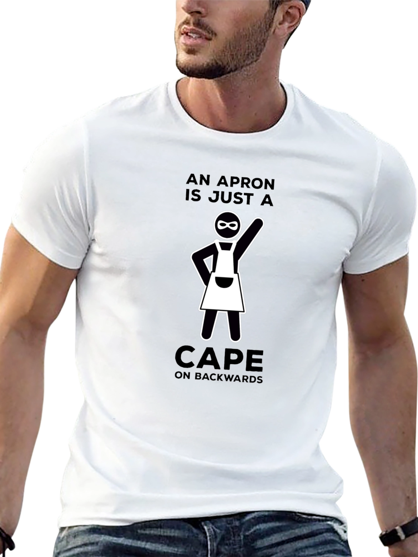 Black Funny Apron Cape Backwards T-Shirt view 13
