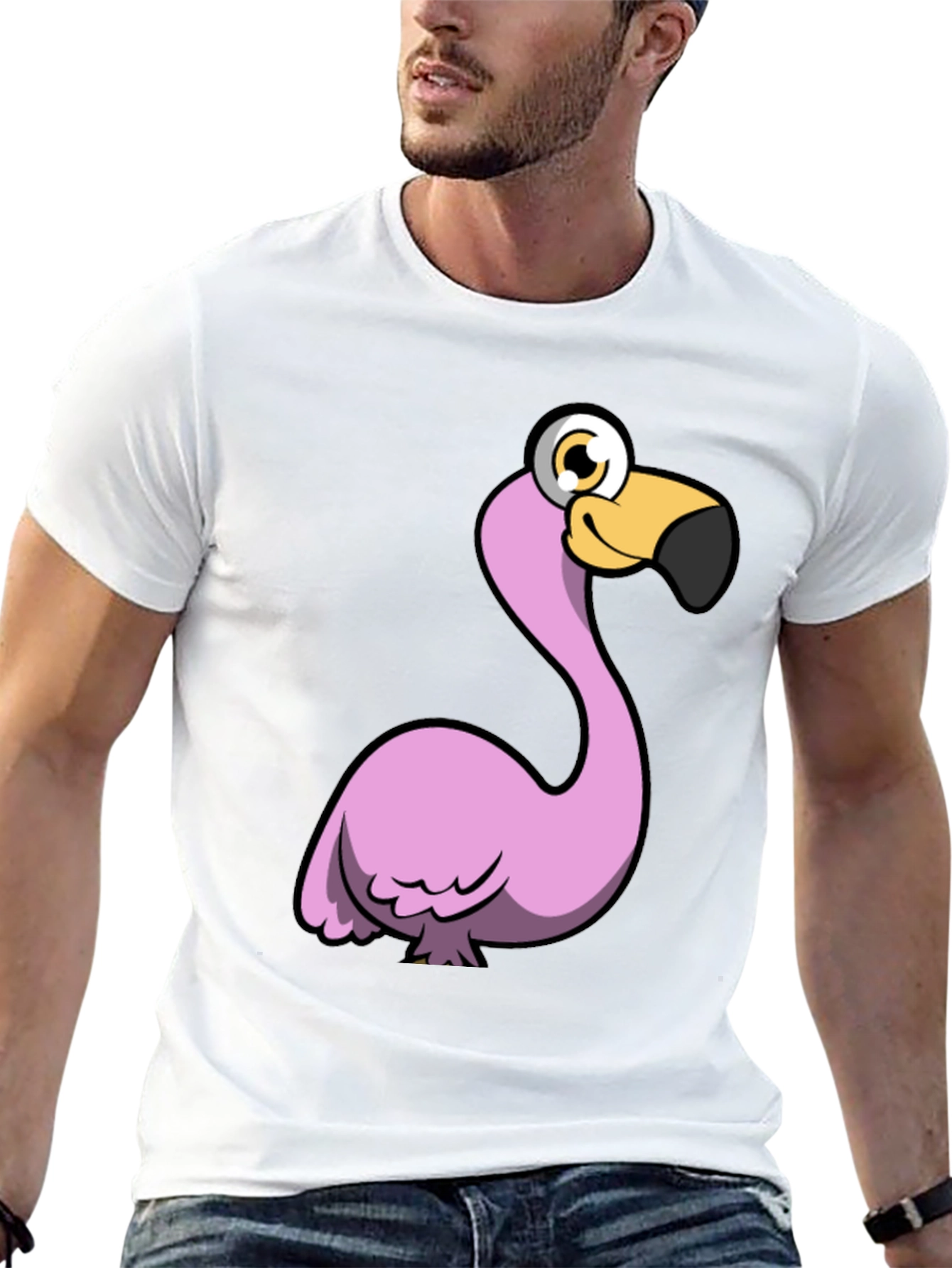 Black Funny Flamingo Graphic Tee - Black Cotton Shirt view 13