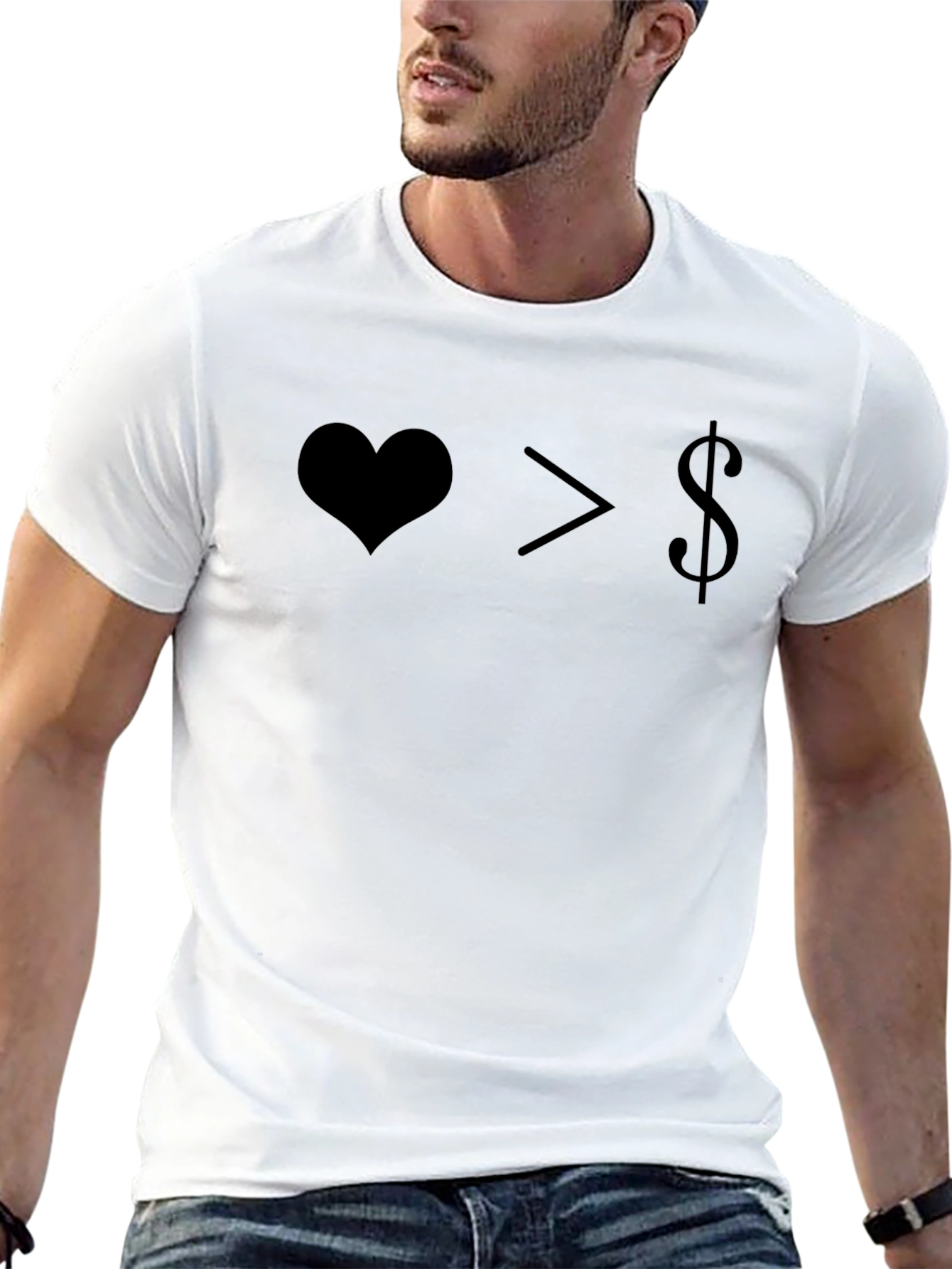 Black Love Over Money Graphic Tee - Black view 13