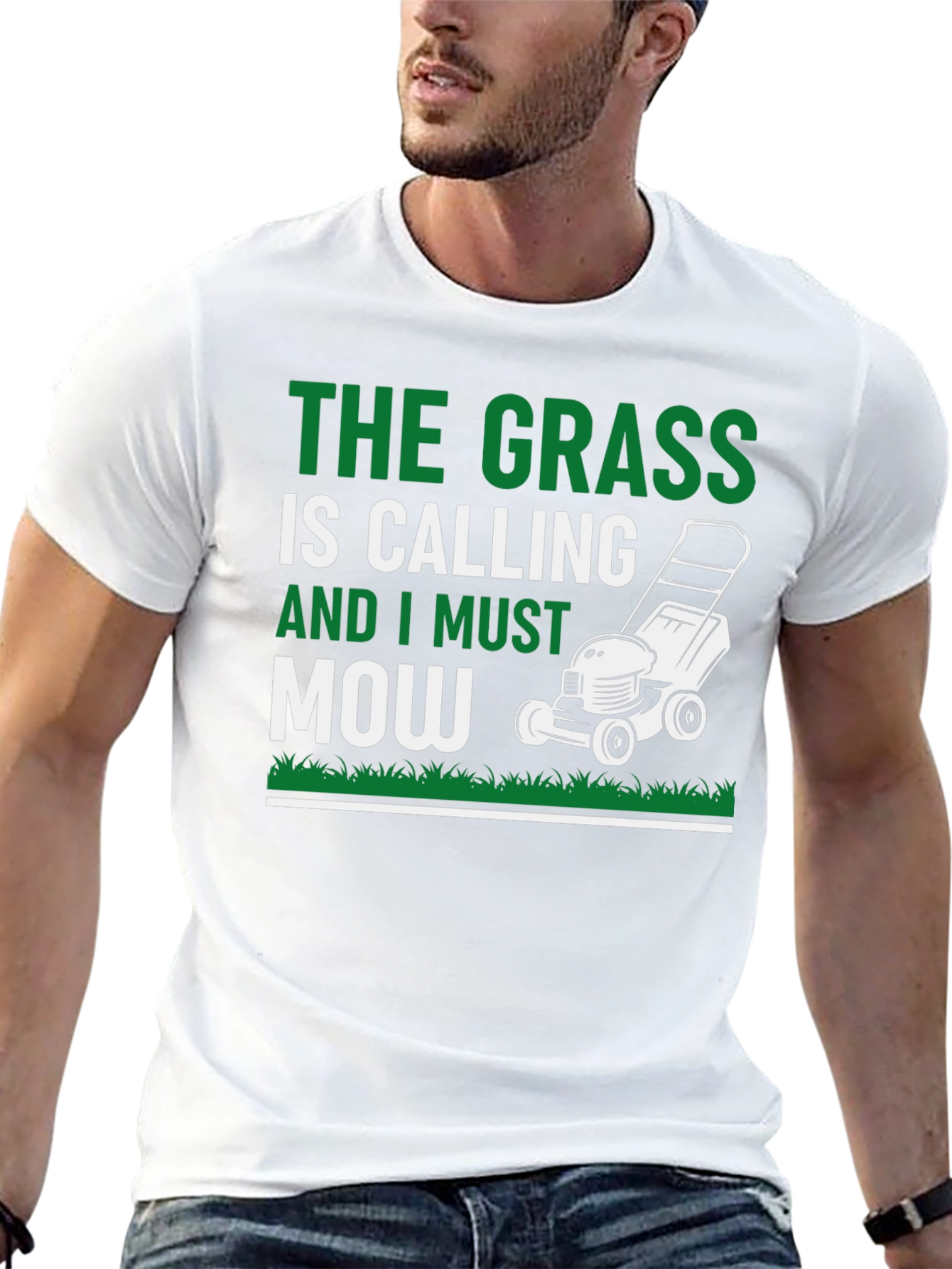 Black The Grass is Calling Funny Lawn Mowing T-Shirt view 13