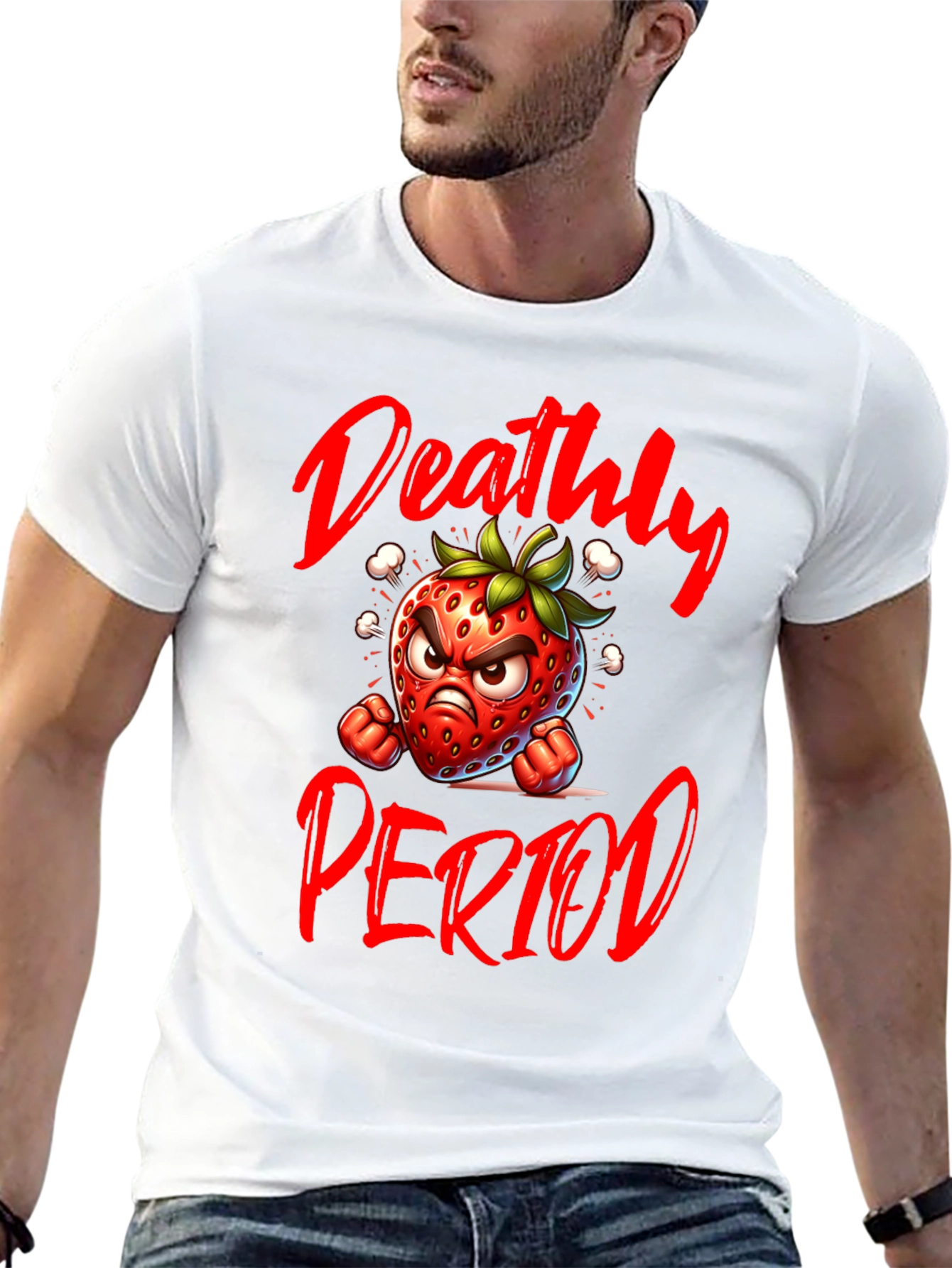 Black Deathly Period Graphic Tee - Angry Strawberry T-Shirt view 13