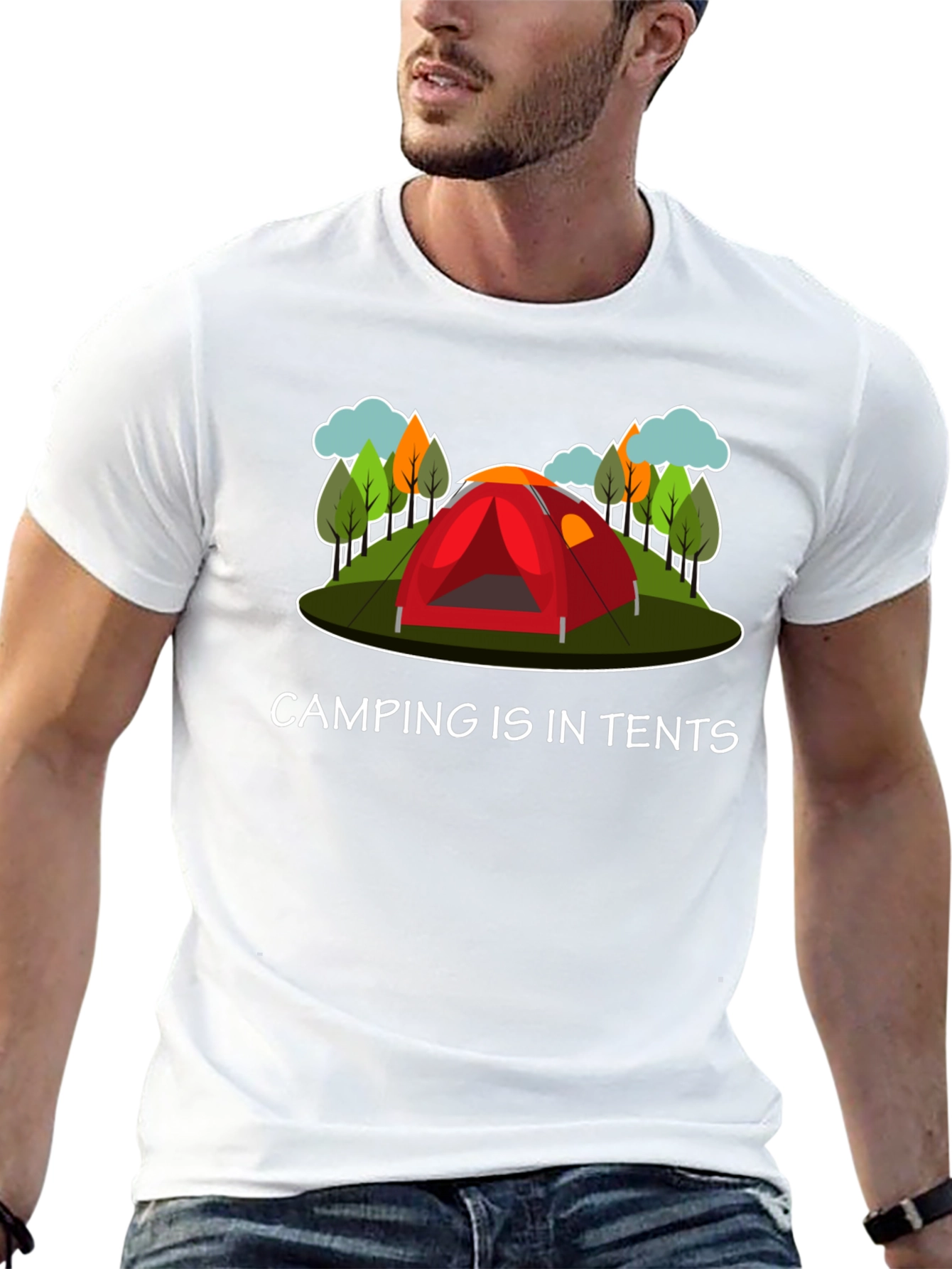 Black Camping Is In Tents Graphic T-Shirt view 13
