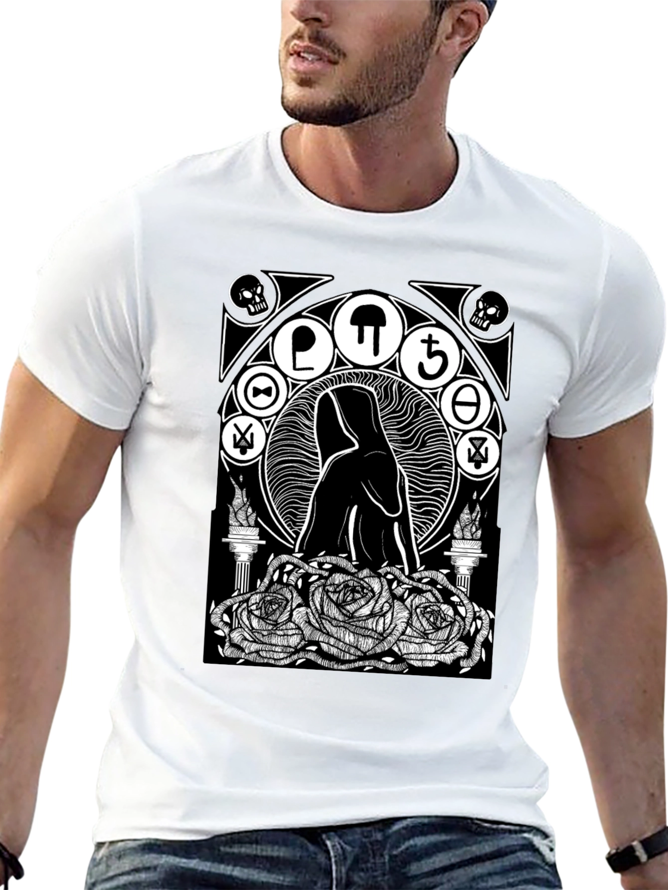 Black Occult Rose T-Shirt - Gothic Graphic Tee view 13