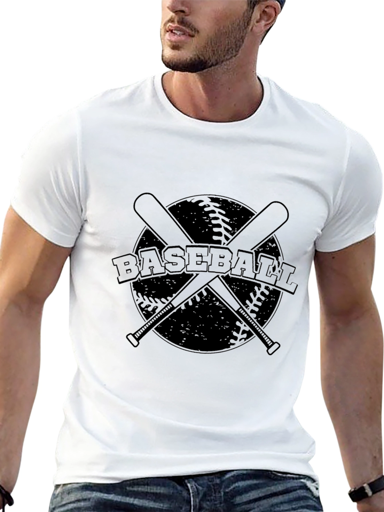 Black Baseball Bats & Ball Graphic Black T-Shirt view 13