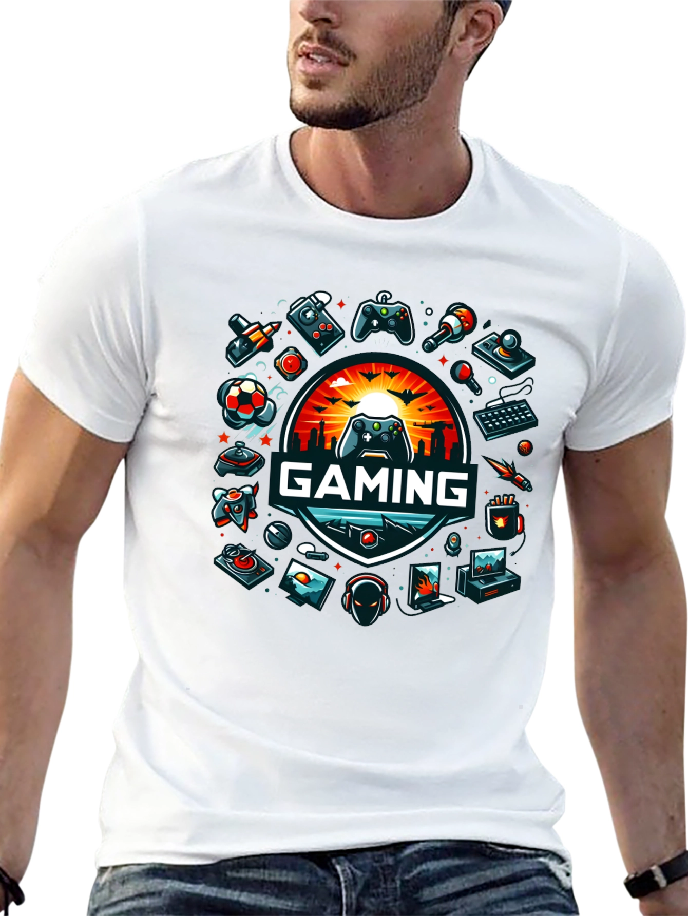 Black Gaming Graphic Tee - Black Crew Neck view 13