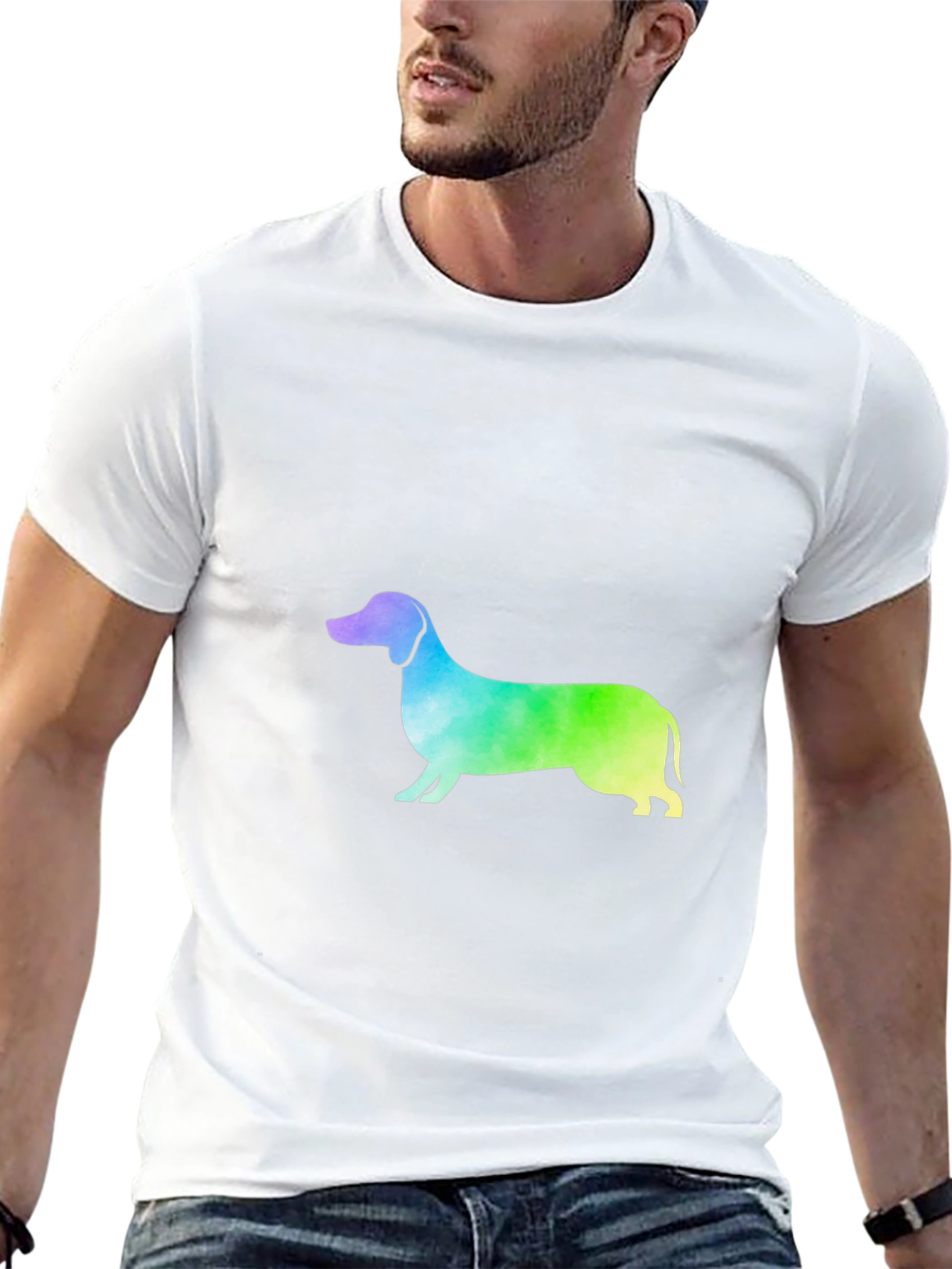 Black Rainbow Dachshund Graphic Tee - Black Cotton Blend view 13