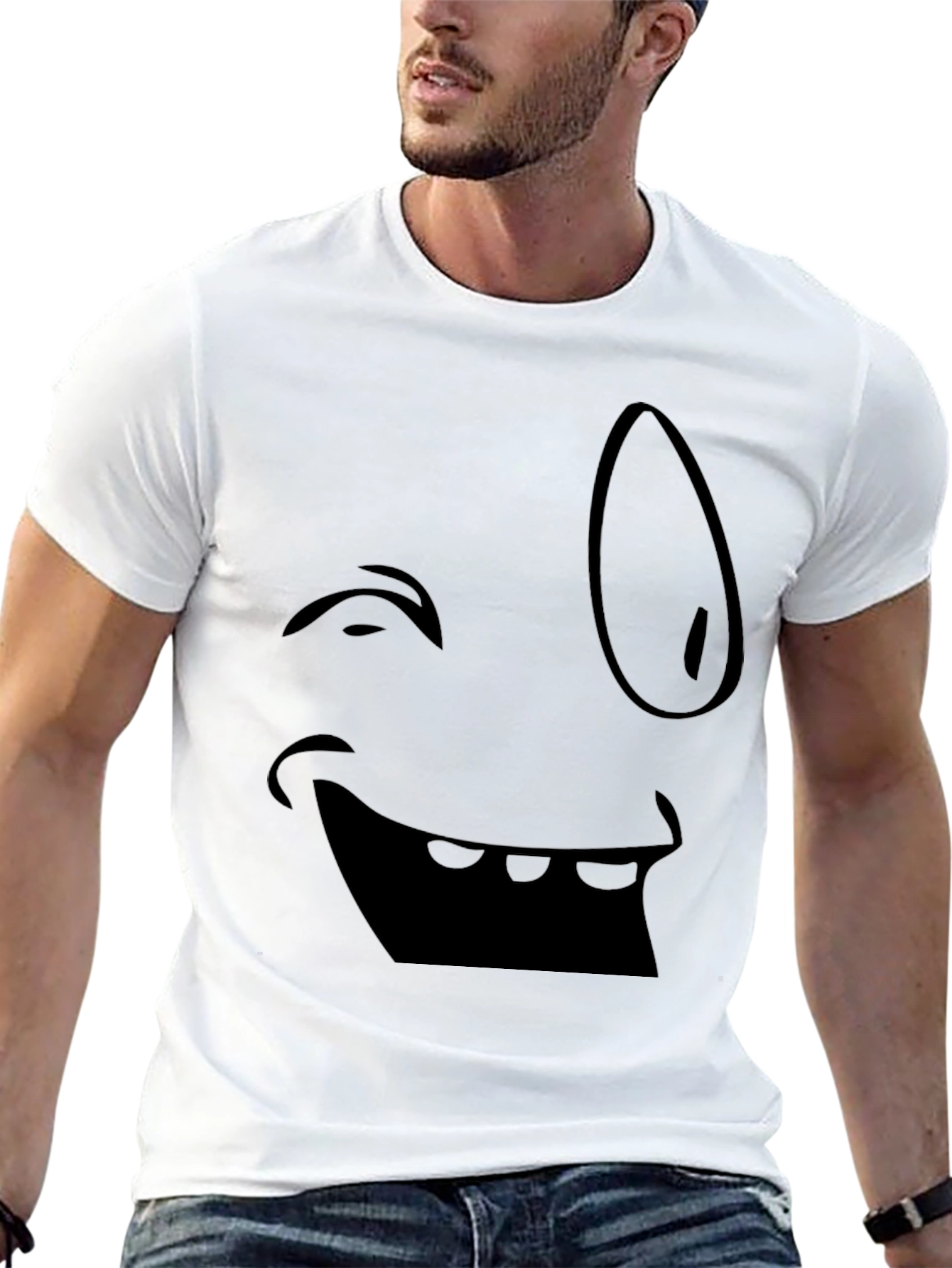 Black Funny Face Black Graphic Tee view 13