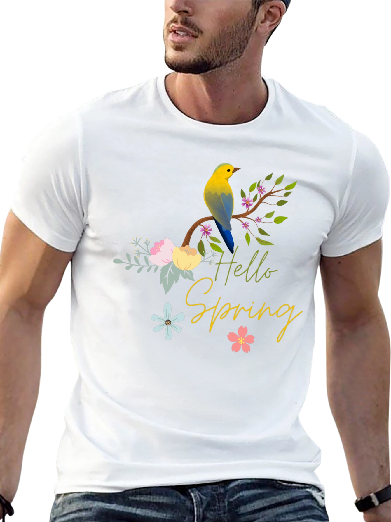 Black Hello Spring Bird T-Shirt - Black view 13