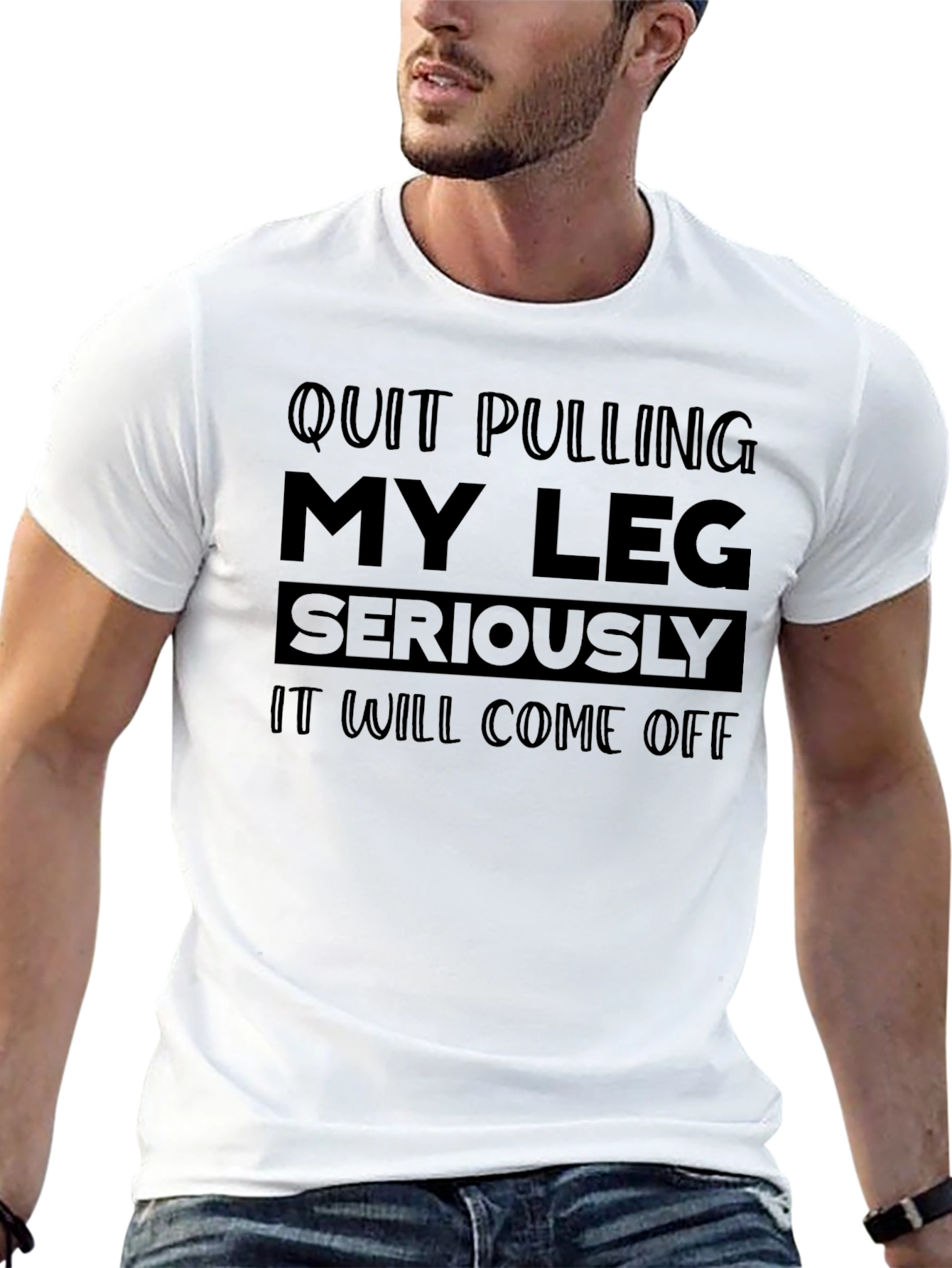 Black Quit Pulling My Leg Graphic Tee Humor Sarcasm view 13