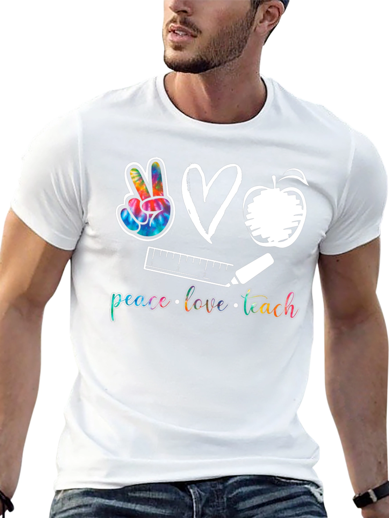 Black Peace Love Teach T-Shirt view 13