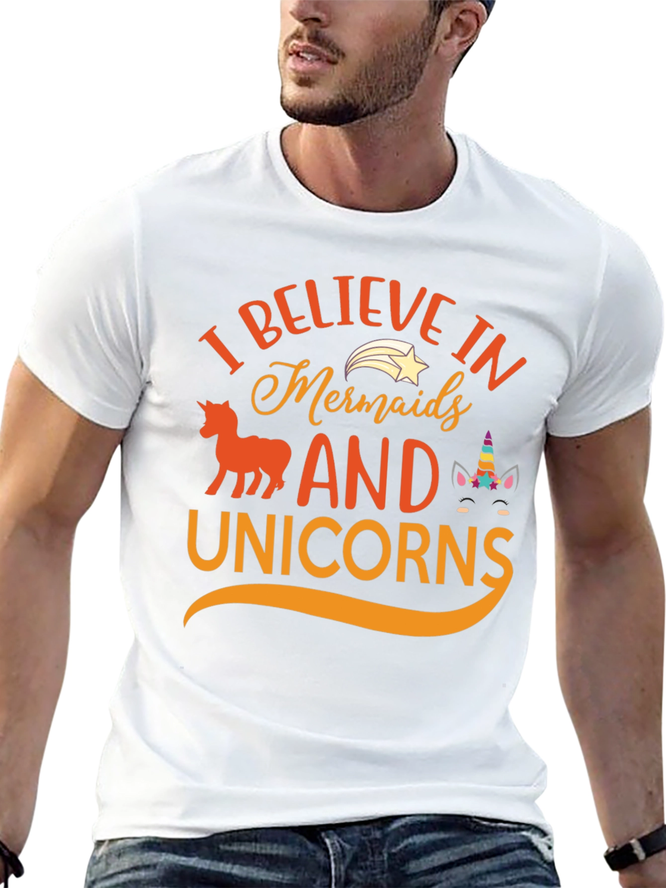 Black Believe in Mermaids and Unicorns T-shirt view 13